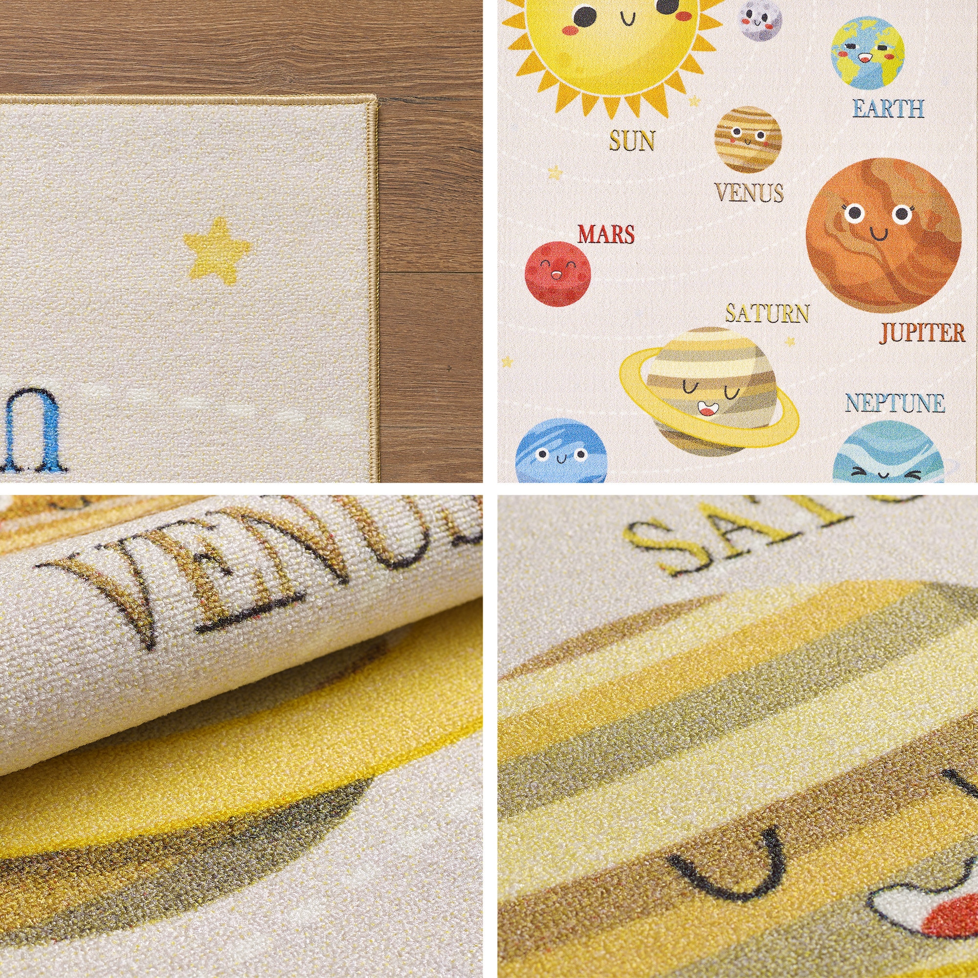 Ayyildiz Teppiche Kinderteppich »PLAY 2019«, rechteckig, 8 mm Höhe, rutschhemmend, Motiv Weltall, Monde, Sonnensystem, Kurzflor