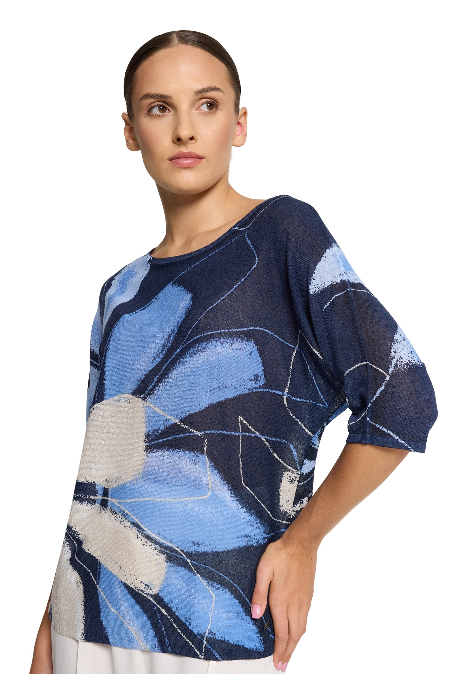 Betty&Co Rundhalspullover »Feinstrickpullover mit Print«