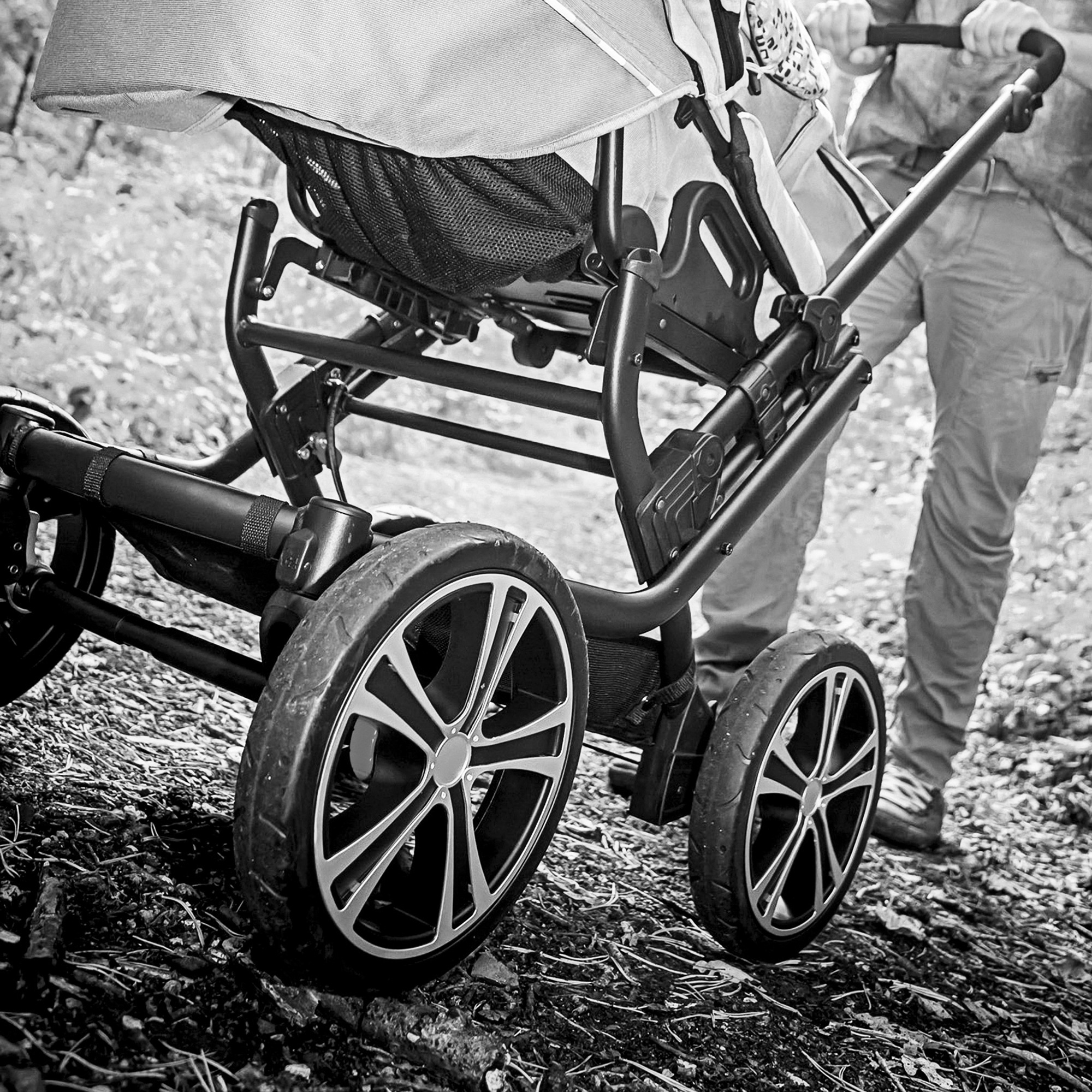 Gesslein Kombi-Kinderwagen »F10 Air+, eloxiert/tabak, grau meliert/Streifen«, mit Tragetasche C1 Lift; Design & Handarbeit aus Deutschland