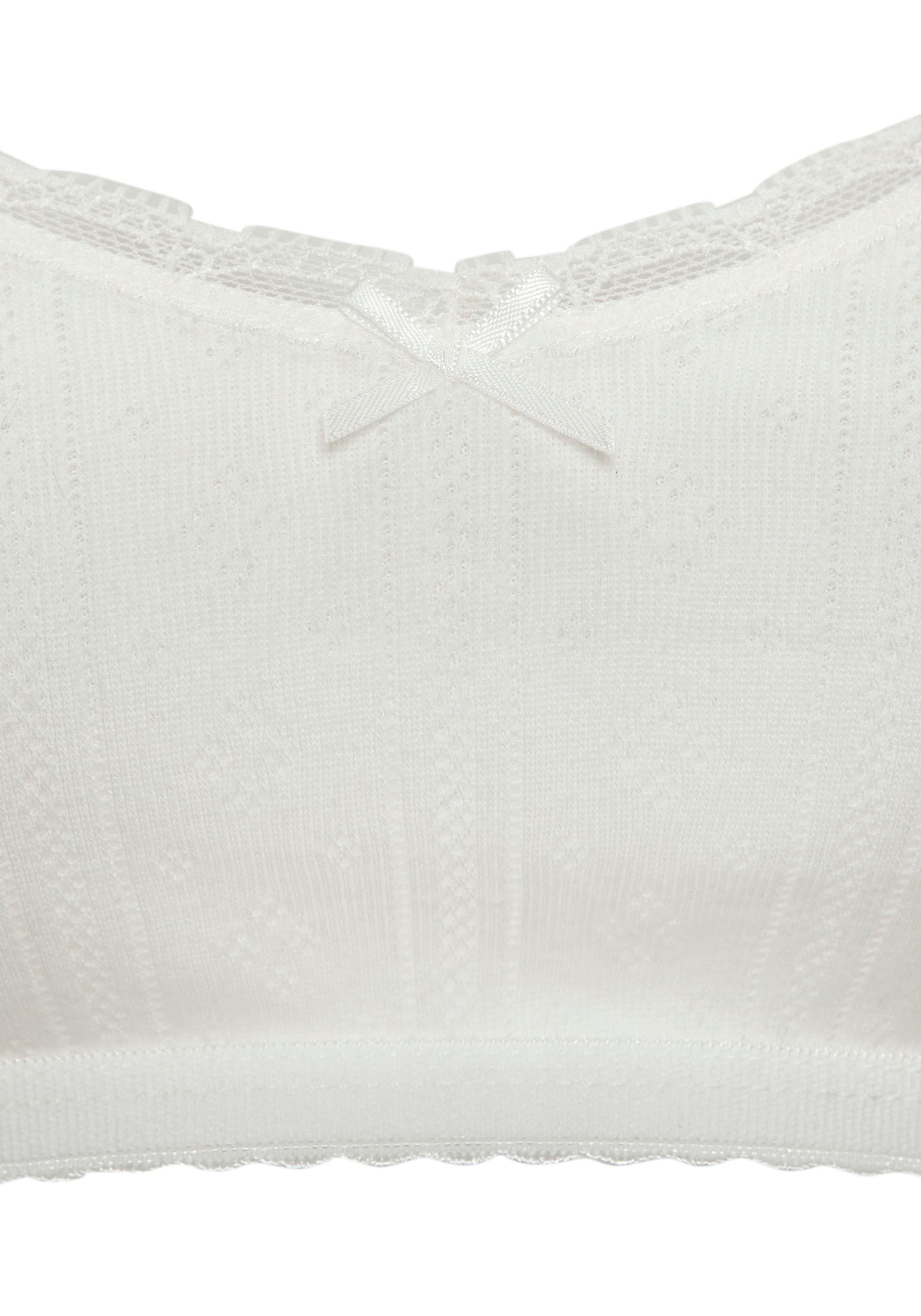 Vivance Bralette aus feiner Pointelle-Ware mit Spitze, reine Baumwolle