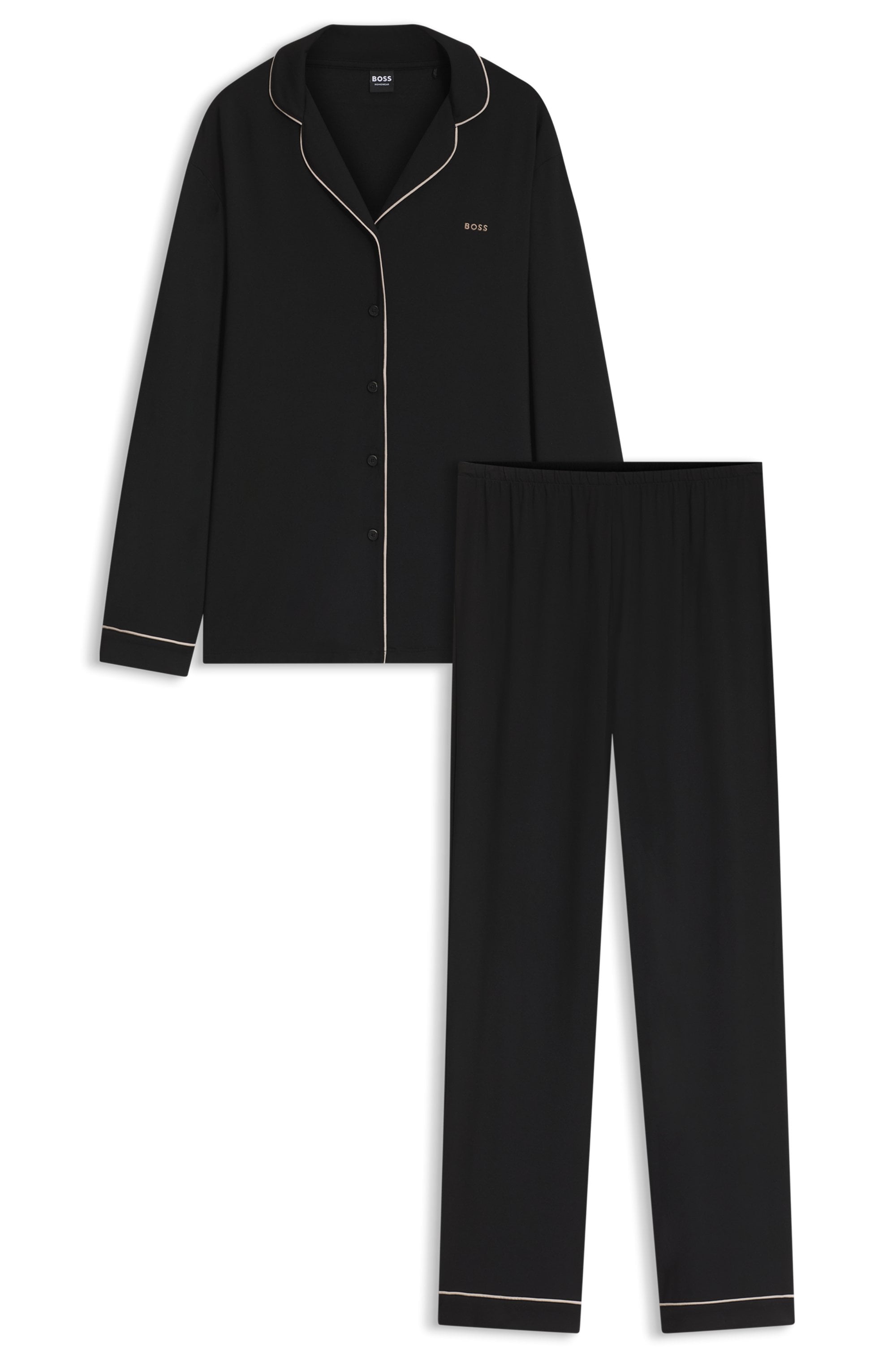 BOSS Pyjama »Dreamline_Long Set« aus Stretch-Jersey mit Logo-Stickerei