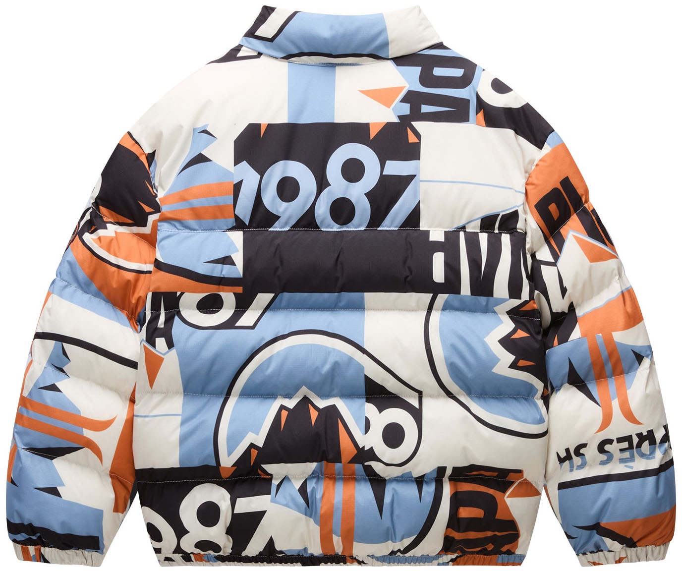 Napapijri Winterjacke, ohne Kapuze, Stehkragen, Alloverprint, elastische Bündchen