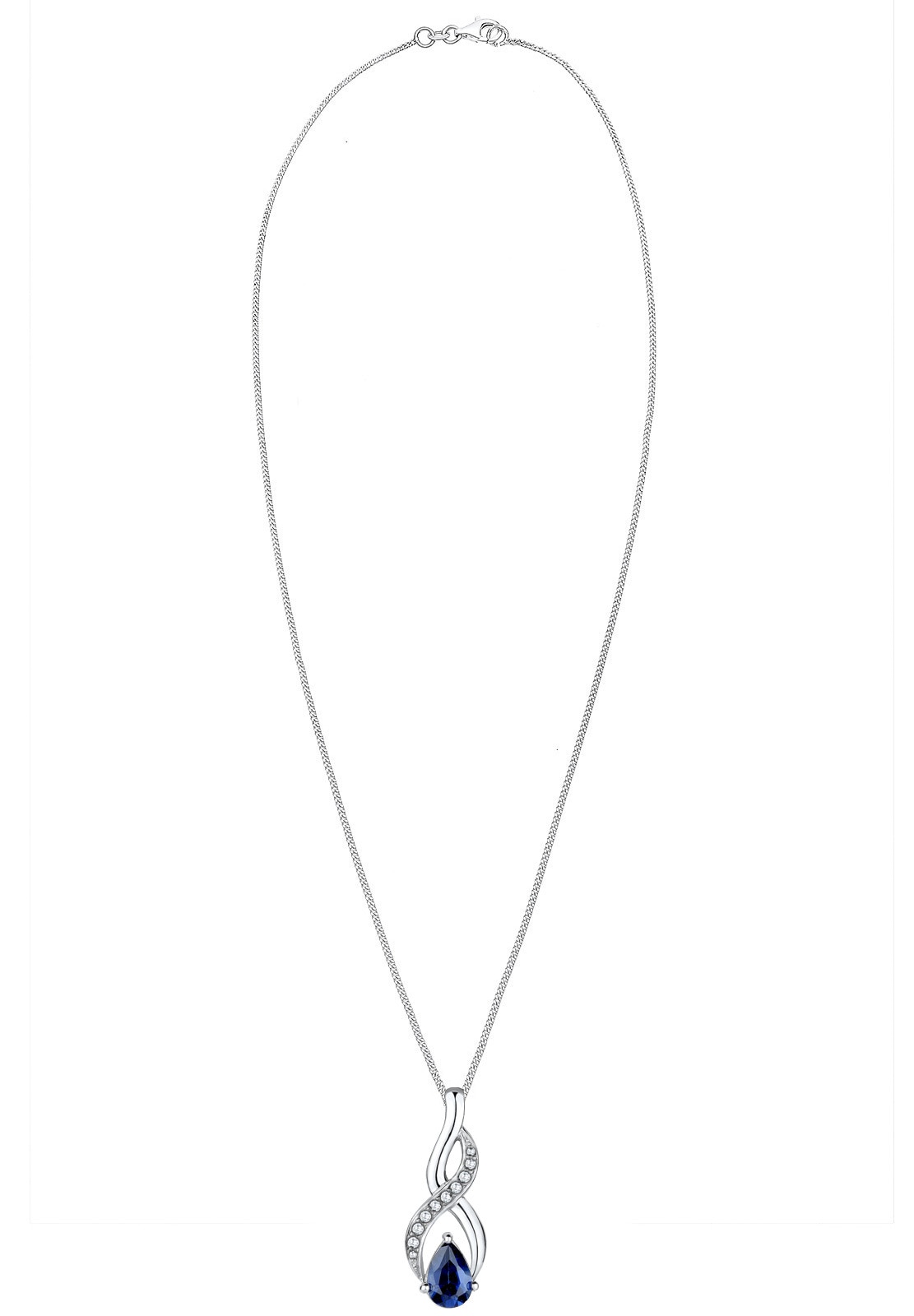 Elli Silberkette »Halskette Infinity Zirkonia Synthetischer Saphir Blau 925 Sterling Silber«