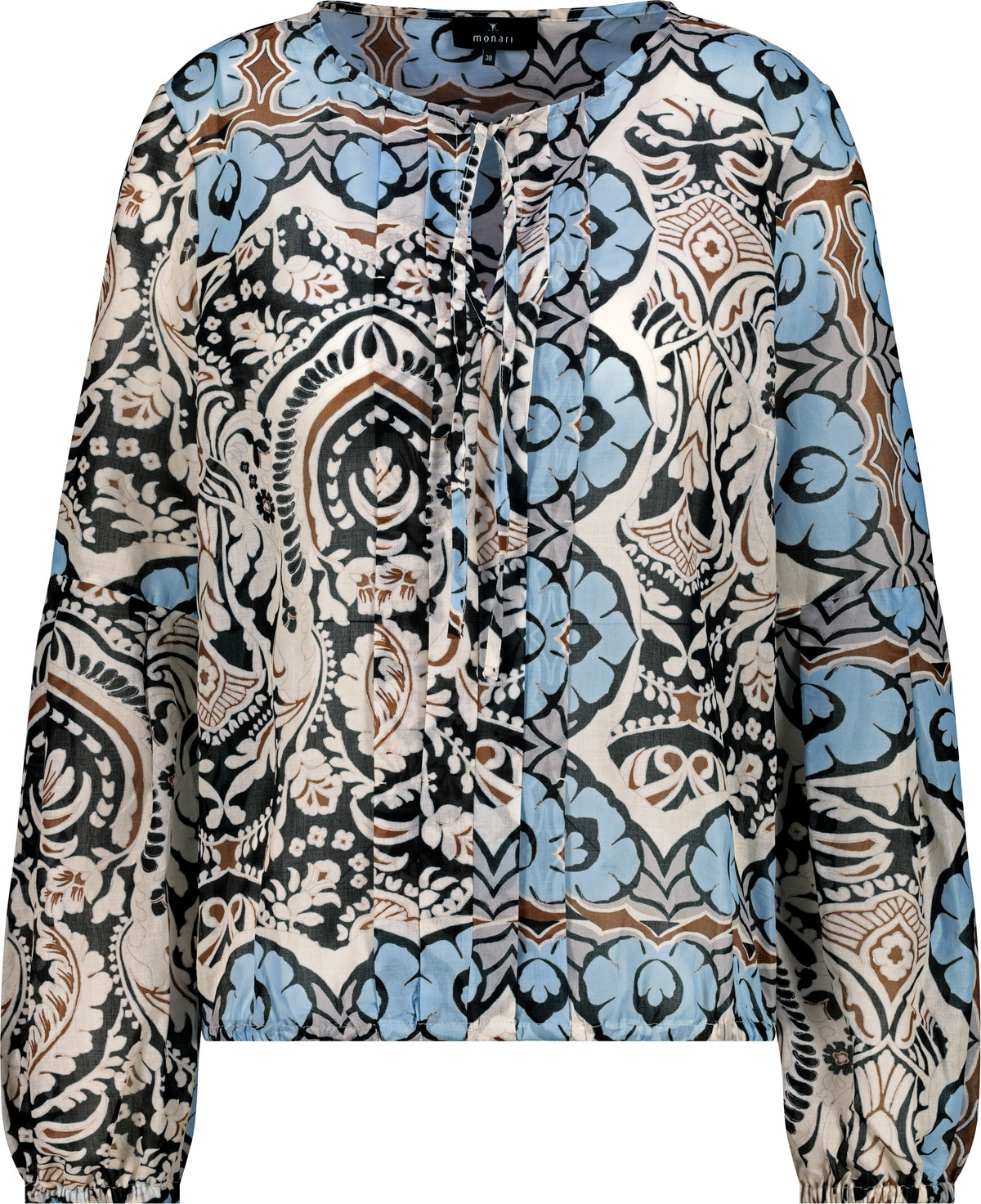 Monari Langarmbluse »Bluse Ornament allover«, Mit Rundhalsausschnitt mit Schlitz