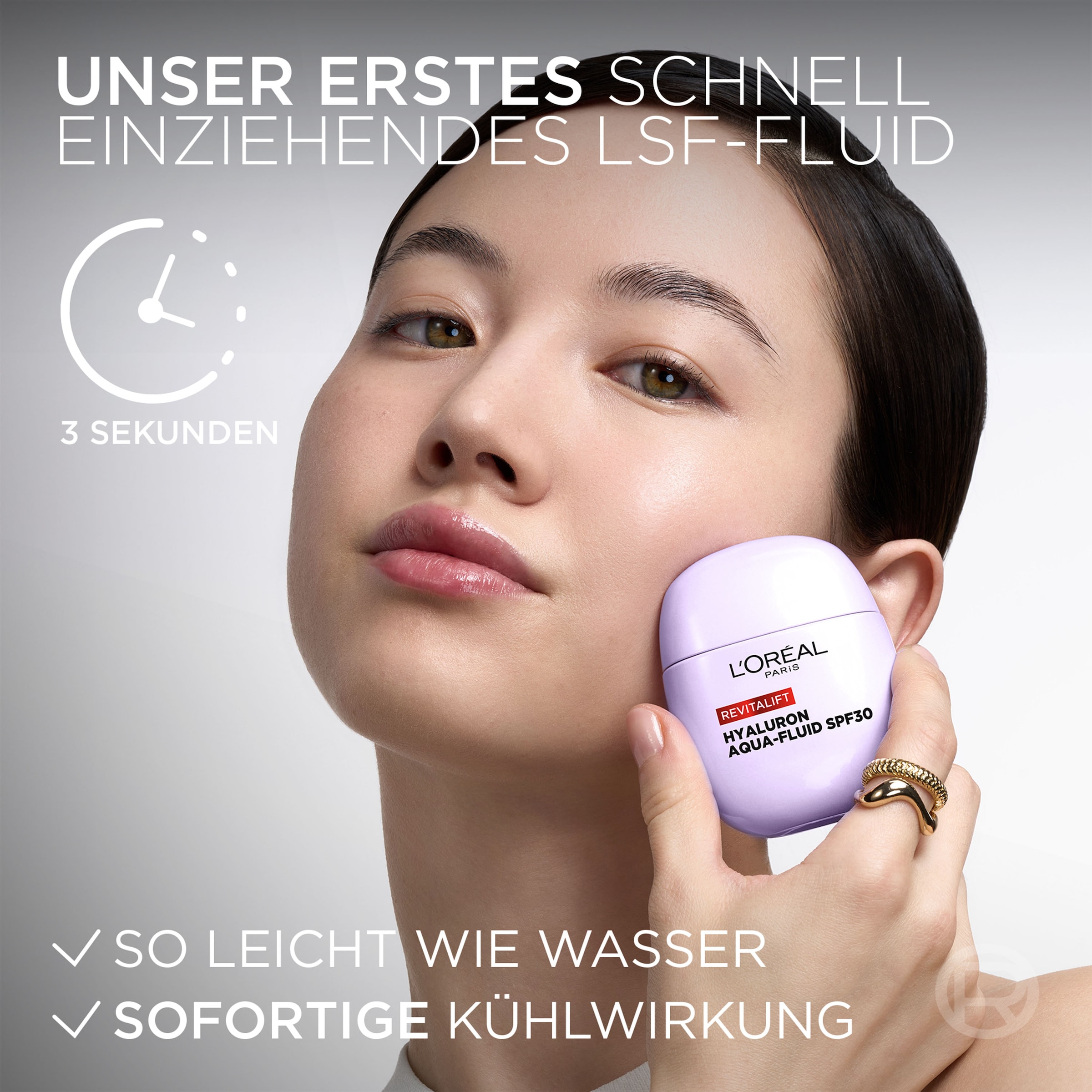 L'ORÉAL PARIS Gesichtsfluid »REVITALIFT FILLER AUFPOLSTERNDES HYALURON AQUA-FLUID LSF 30« verfeinert das Hautbild