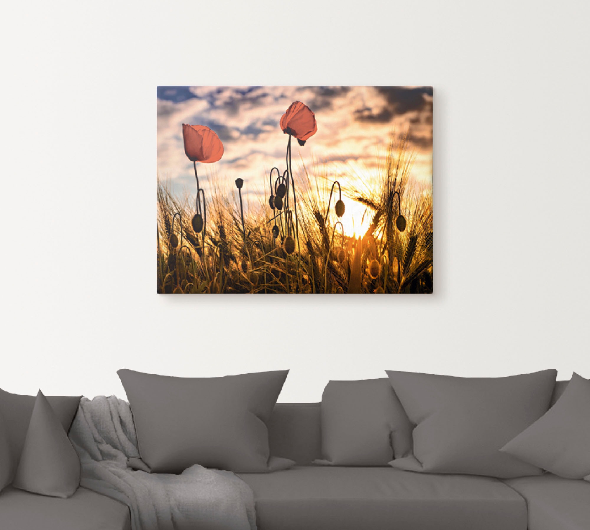 Artland Wandbild »Mohnblumen im Sonnenuntergang«, Blumen, (1 St.), als Alubild, Outdoorbild, Leinwandbild, Poster, Wandaufkleber