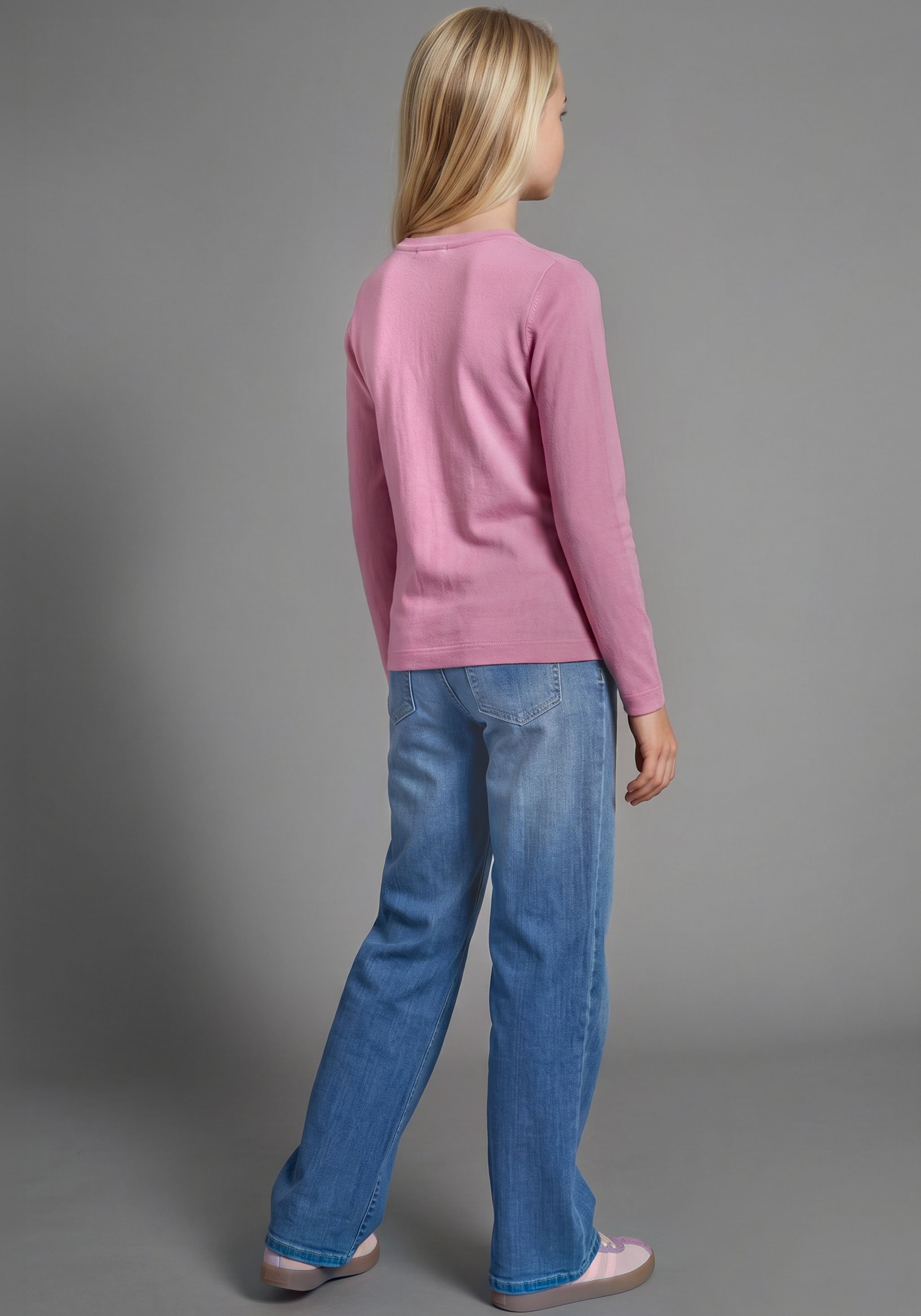 KIDSWORLD Langarmshirt »Slogan Shirt: HONESTLY« langärmlig, Basic-Stil, mit tiefem Rundhalsausschnitt