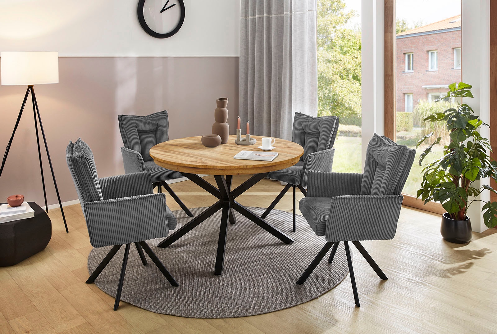 Jockenhöfer Gruppe Esstisch »Olbia«, rund, ausziehbar (120-160cm), platzsparend, Metalluntergestell