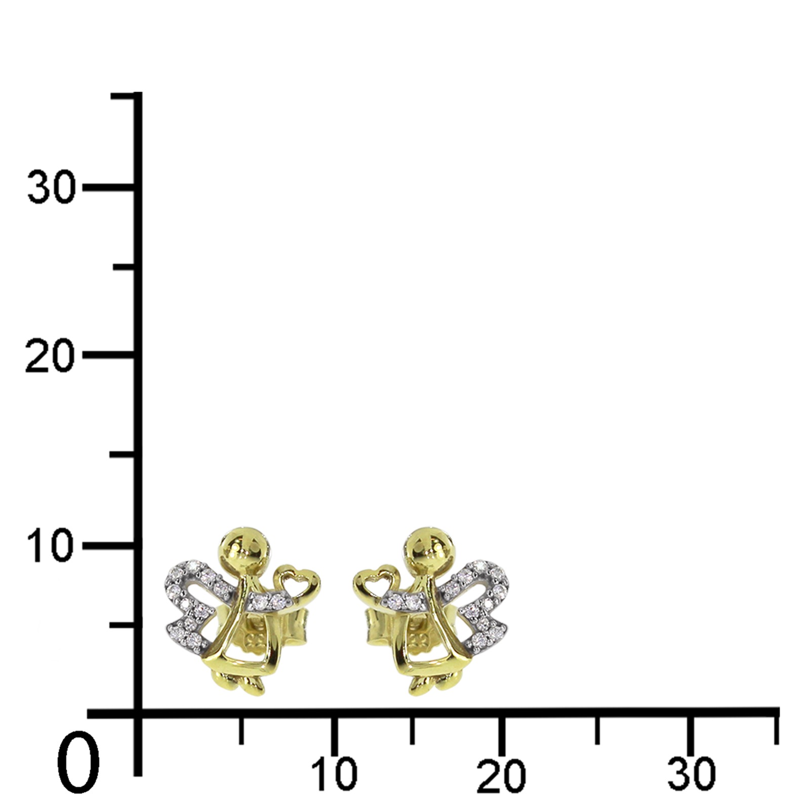 OSTSEE-SCHMUCK Paar Ohrstecker »- Engel - Gold 333/000 - Zirkonia«