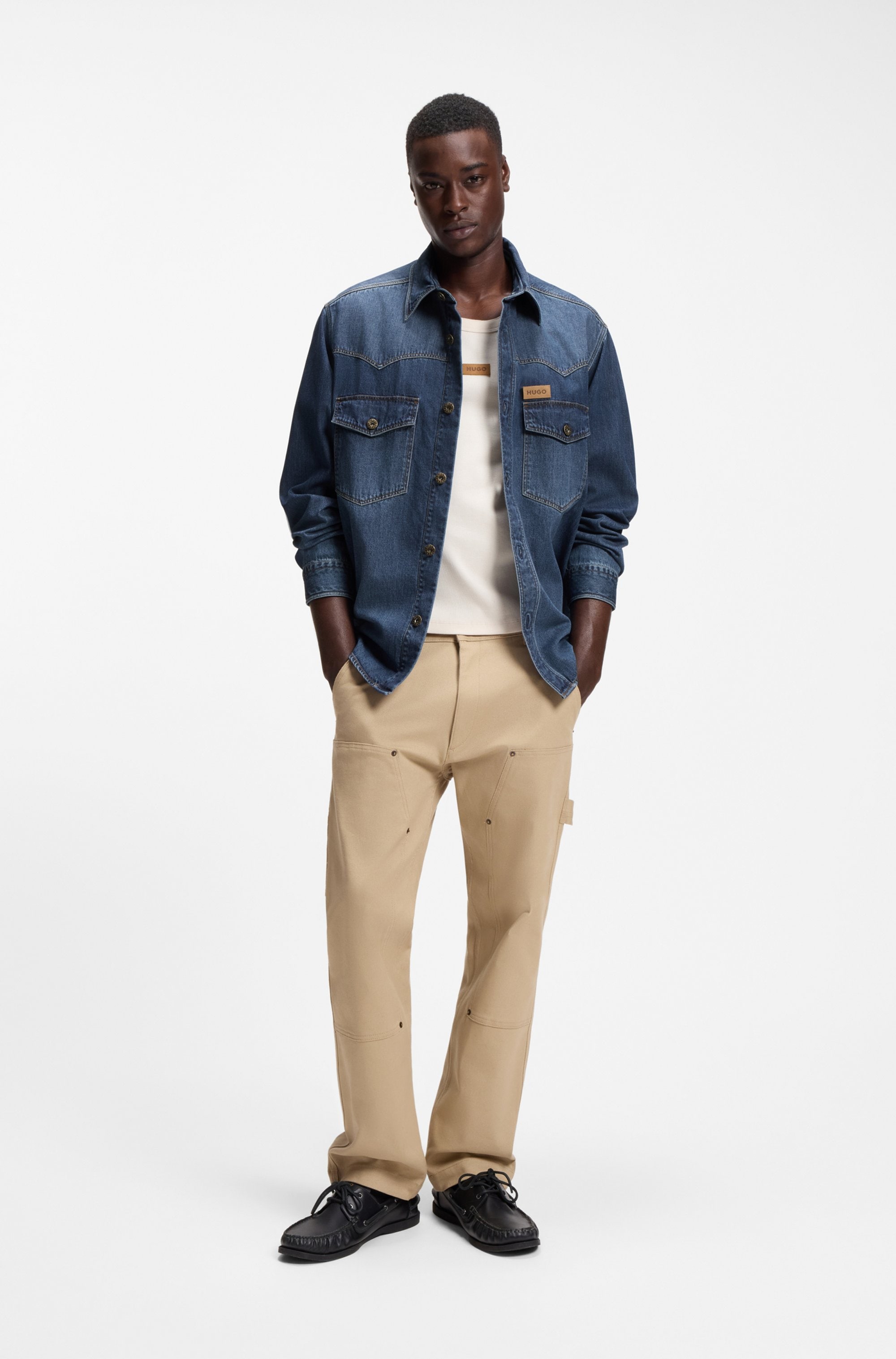 HUGO Jeanshemd »Ebant« Oversize Fit, reine Baumwolle