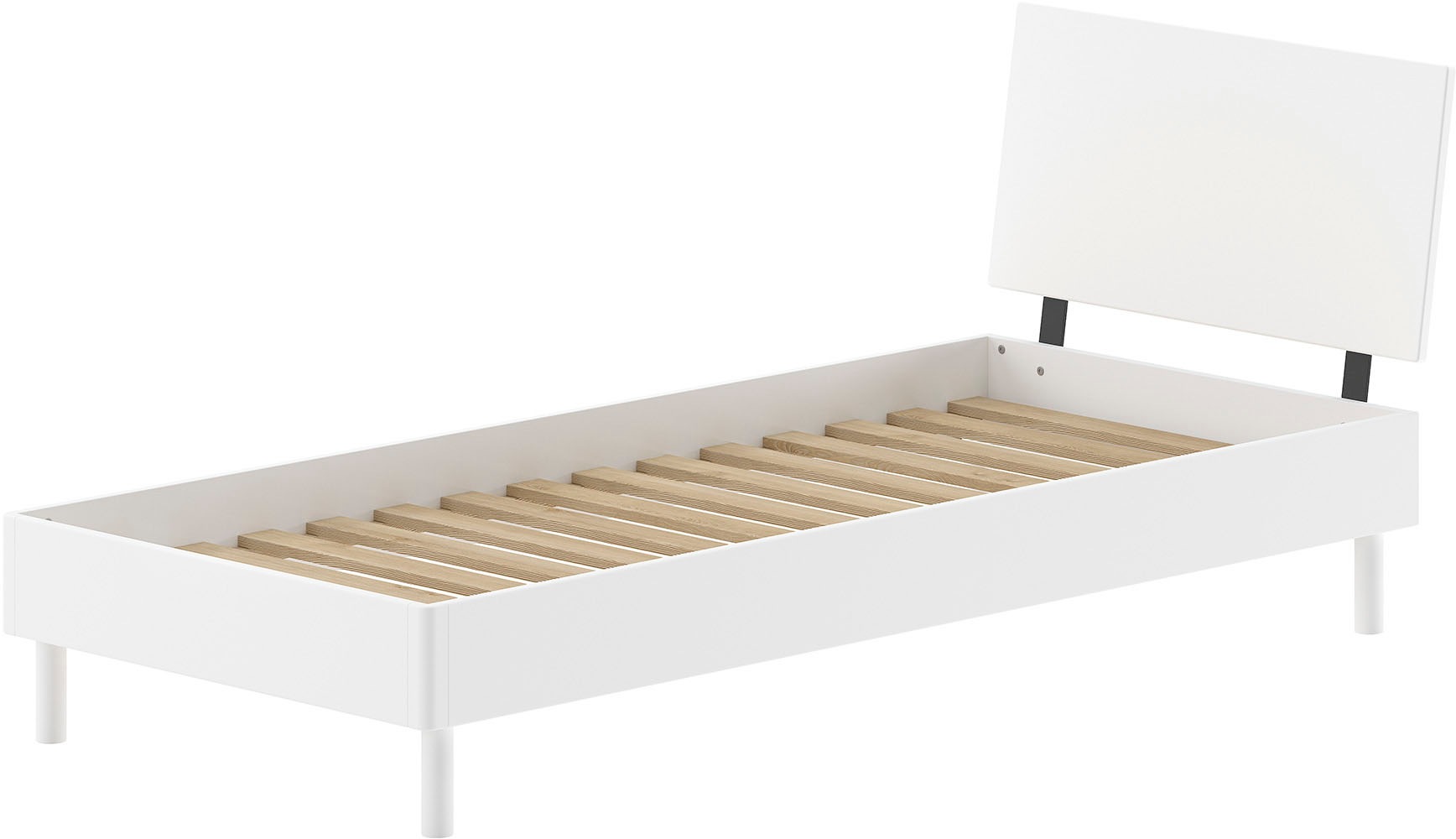 Home affaire Einzelbett »Forrest, mit oder ohne Polsterkopfteil, in modernem Design«, (Liegefläche 90x200 cm inkl. Massivholz Rolllattenrost), wahlweise in Buche oder Eiche massiv, stabil und hochwertig gebaut