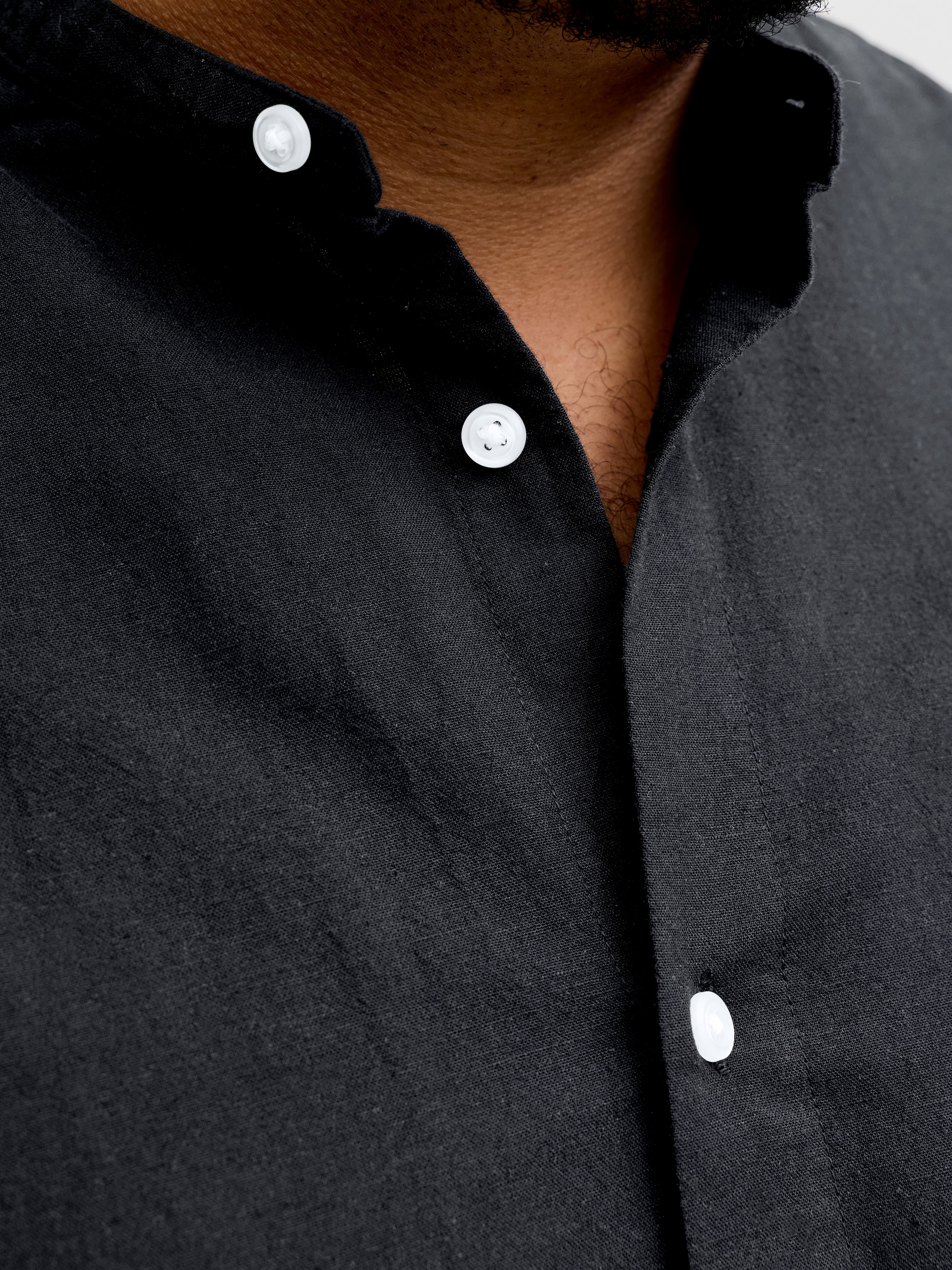 Jack & Jones PlusSize Langarmhemd »JJEBREEZE LINEN BLEND BAND SHIRT L PLS« mit Stehkragen