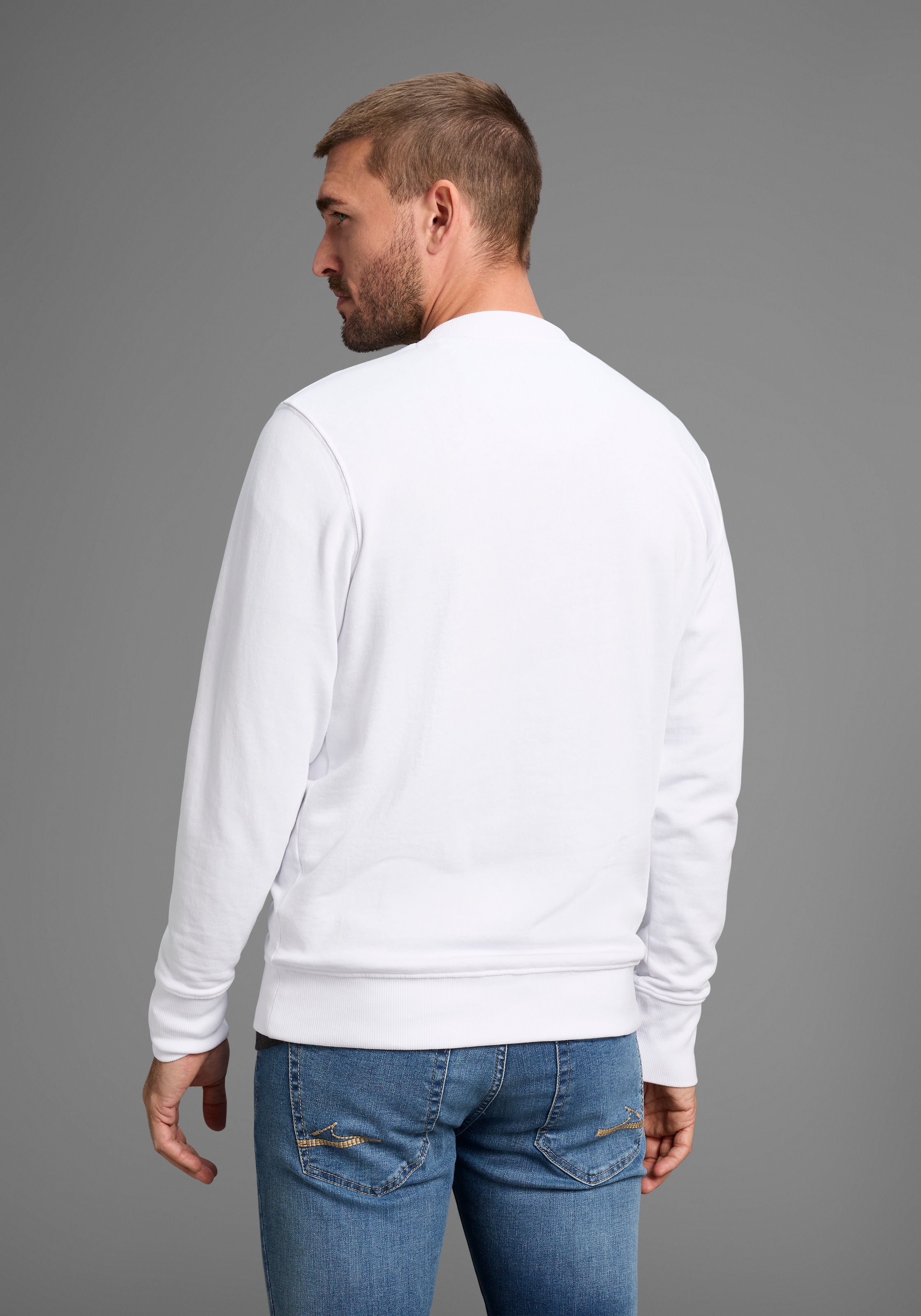 DELMAO Sweatshirt, Langarm, Regular Fit, unifarben, Basic-Stil