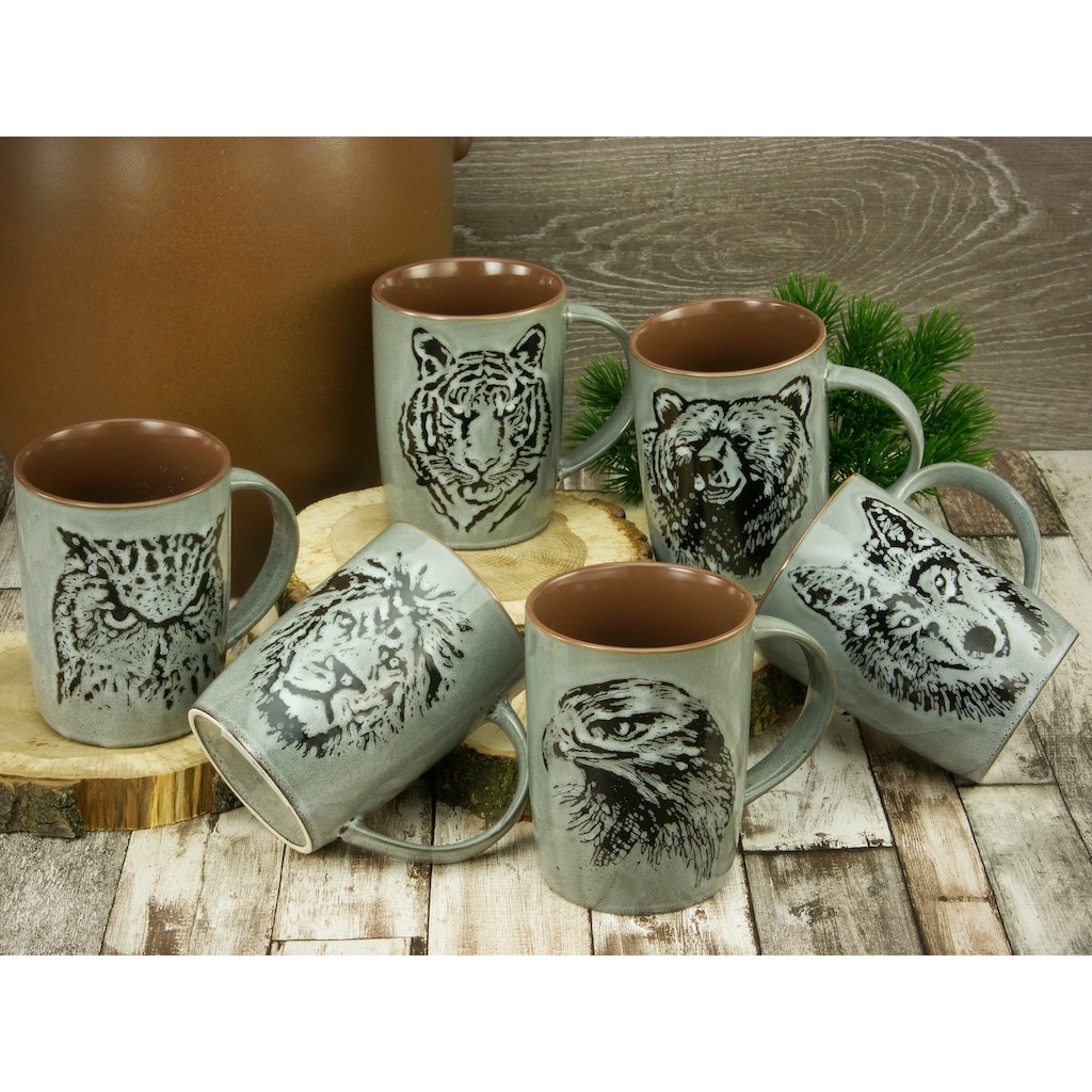 CreaTable Becher »Kaffeebecher Wildlife«, (Set, 6 tlg.)