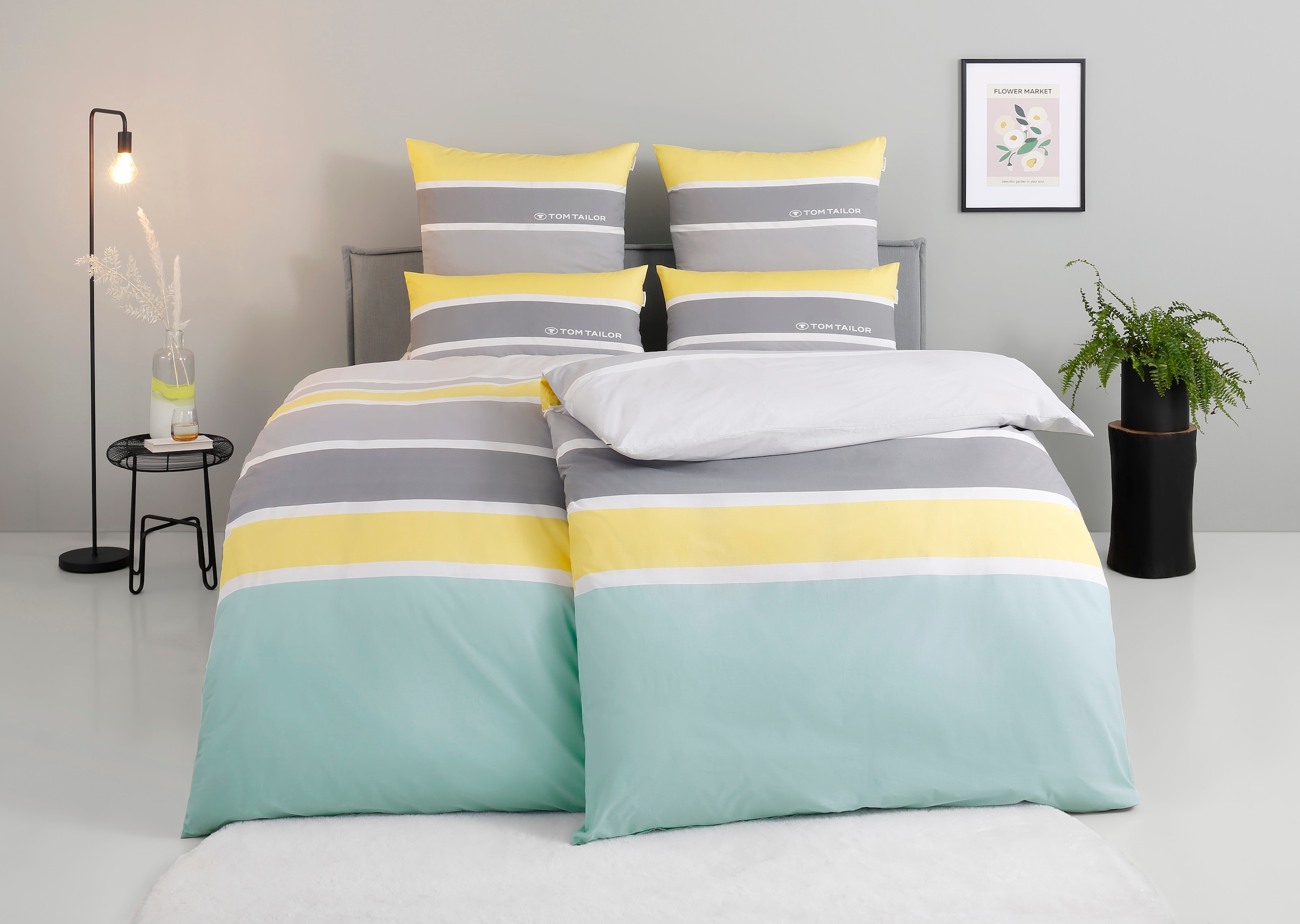 TOM TAILOR HOME Bettwäsche »Felix in Gr. 135x200 oder 155x220 cm« 3 Stk. mit GRATIS-Zugabe: Gästehandtuch (100% Baumwolle), mit Reißverschluss