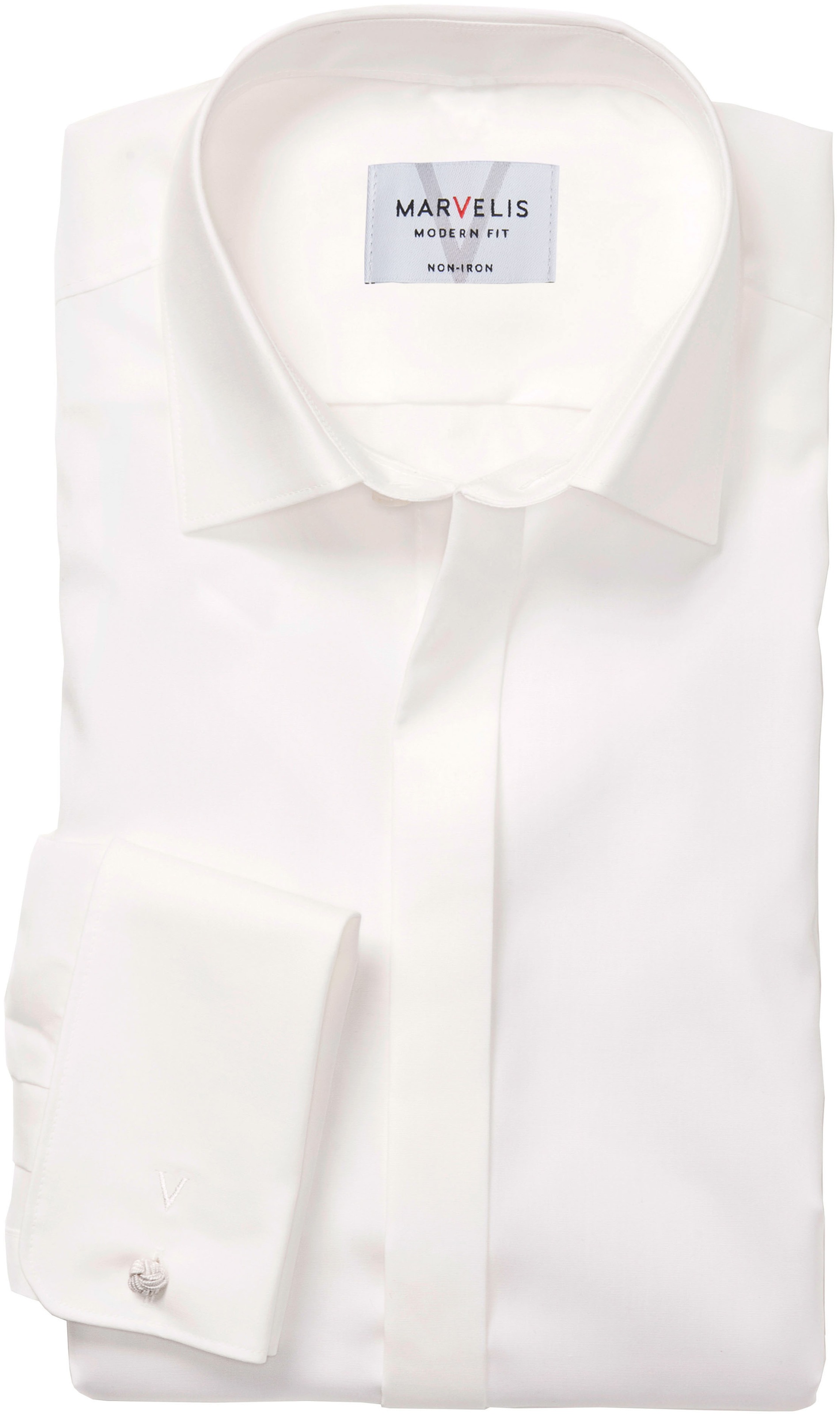 MARVELIS Langarmhemd Umschlagmanschette, New-Kentkragen, modern fit, bügelfrei