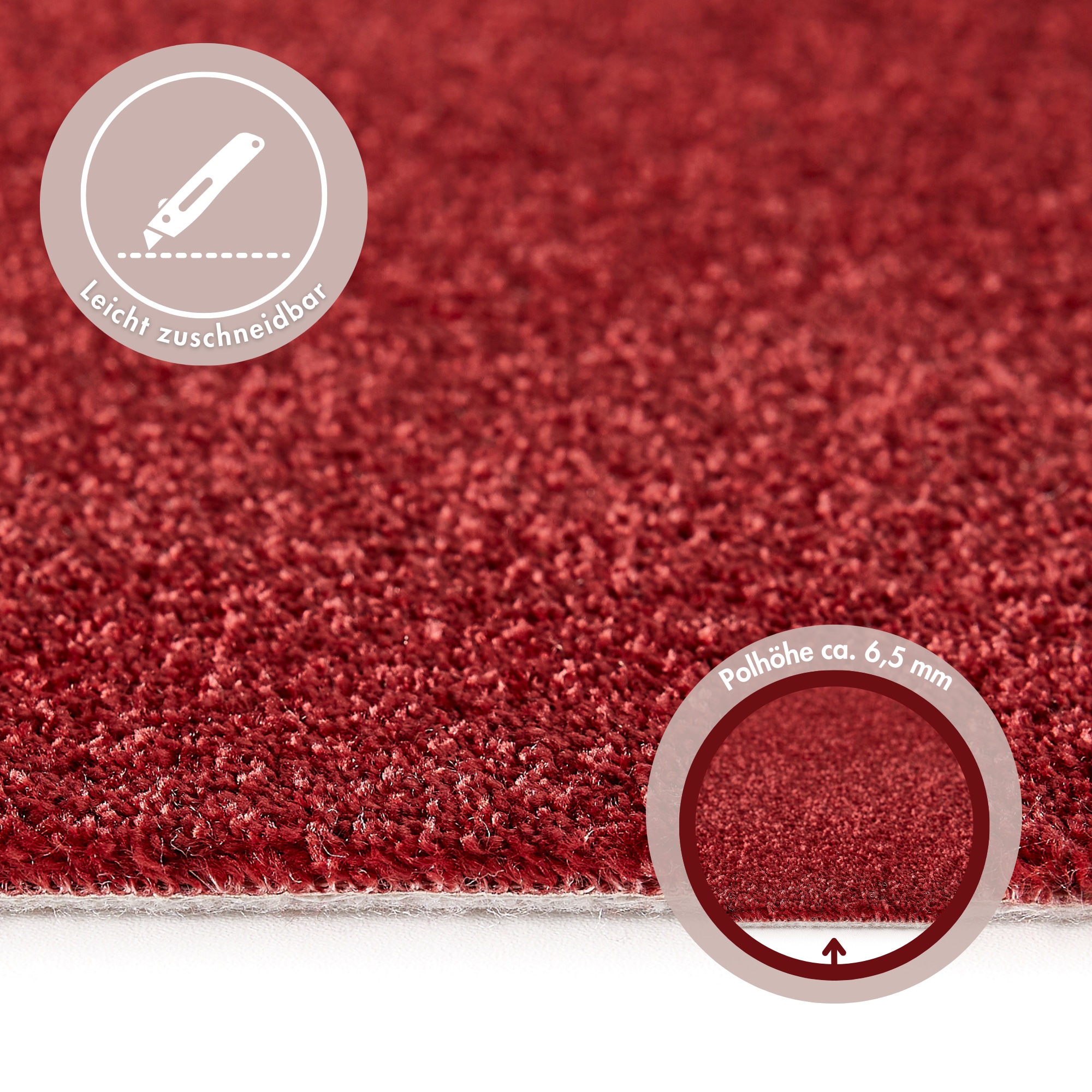 Andiamo Teppichboden »Verona, Velours, Made in Belgium«, rechteckig, 6 mm Höhe, Uni Farben, Breite 400 cm oder 500 cm, strapazierfähig, pflegeleicht