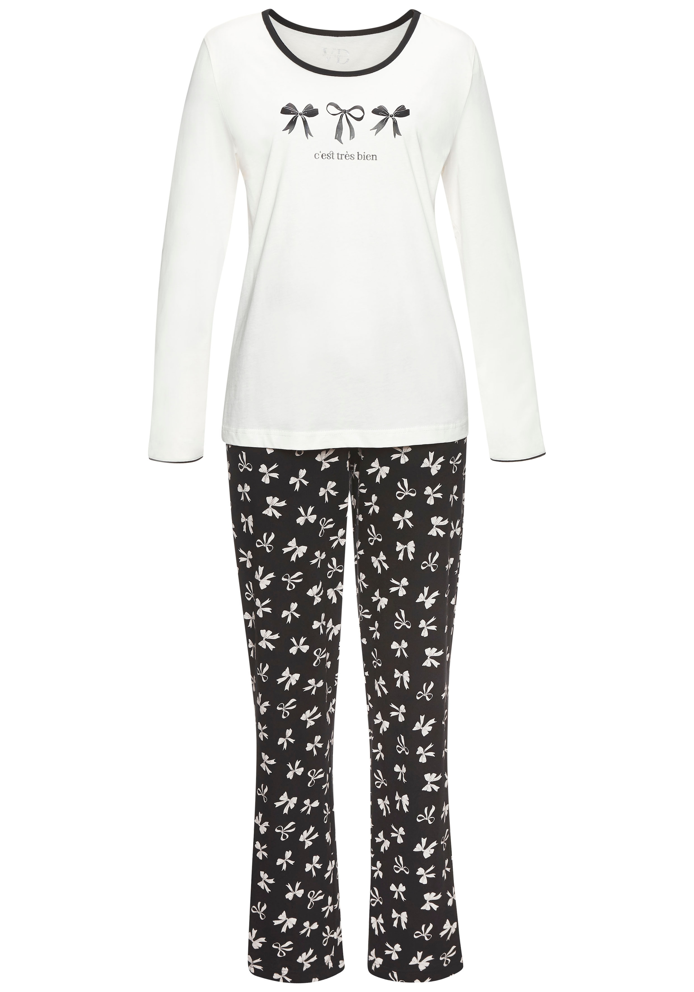 Vivance Dreams Pyjama Set, 2 Stk. tlg., Mit süßem Schleifenmuster
