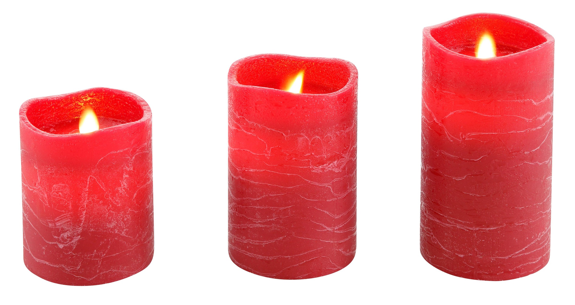 LED-Kerze, (Set, 3 tlg.), aus Echtwachs, mit beweglicher Flamme