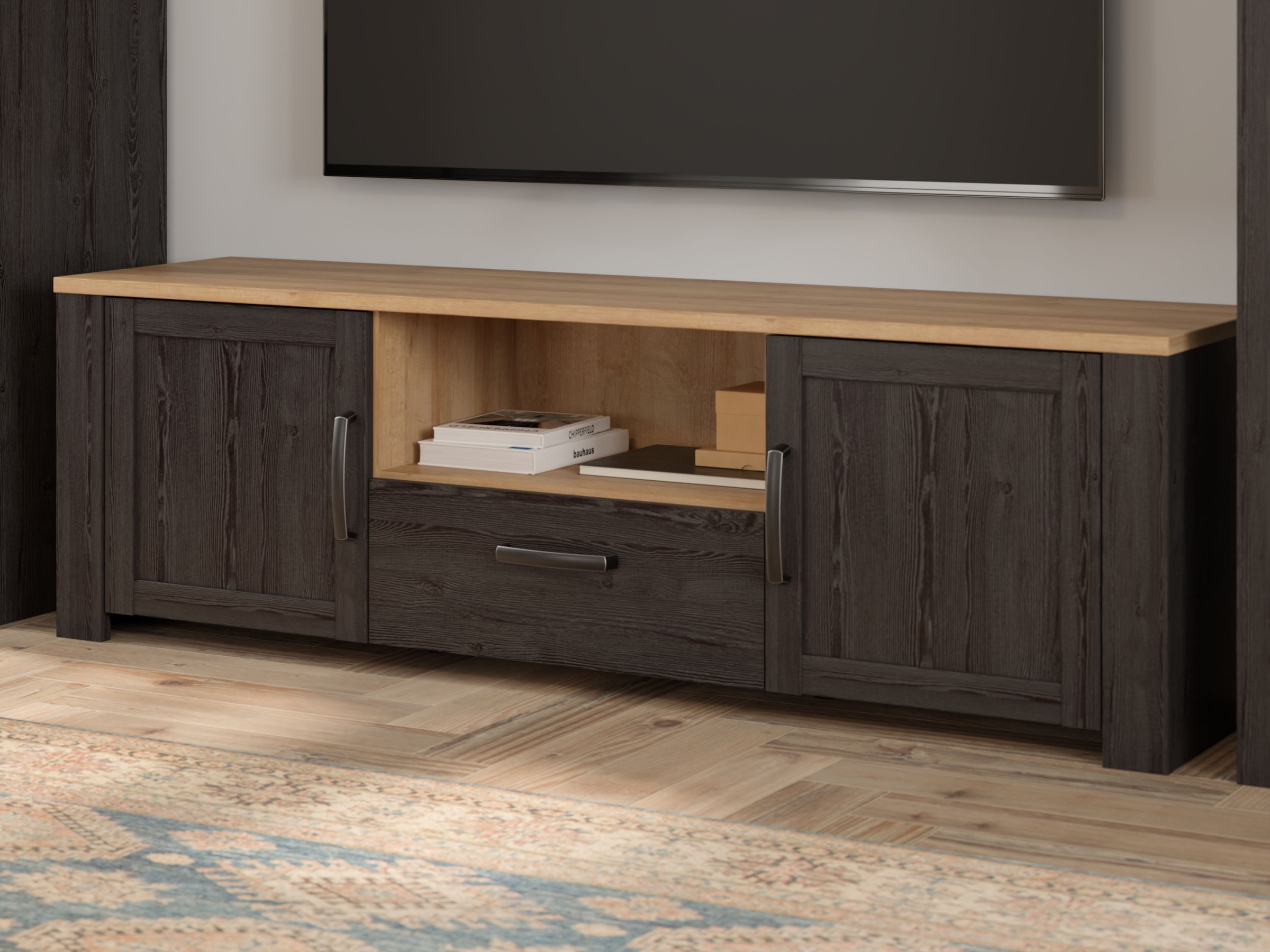 FORTE TV-Board »Bohol TV-Schrank, Stauraum, 2 farbiges Dekor, landhaus« B/H/T 166,1/51,8/42cm, 2 Türen, 1 SK