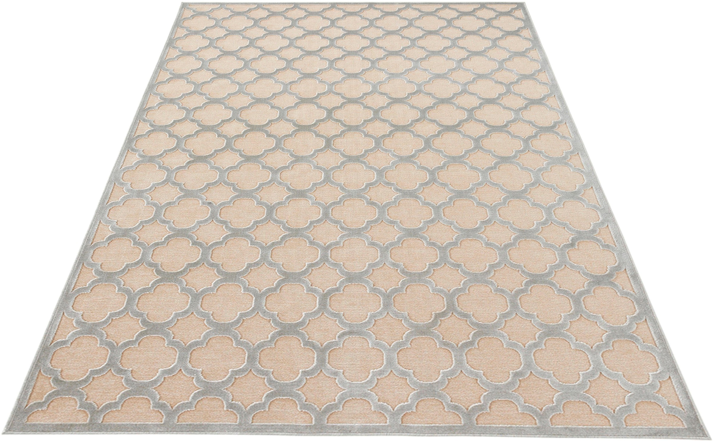 MINT RUGS Teppich »Bryon«, rechteckig, 4 mm Höhe, Viskose Glanz, Hoch-Tief Struktur, Wohnzimmer