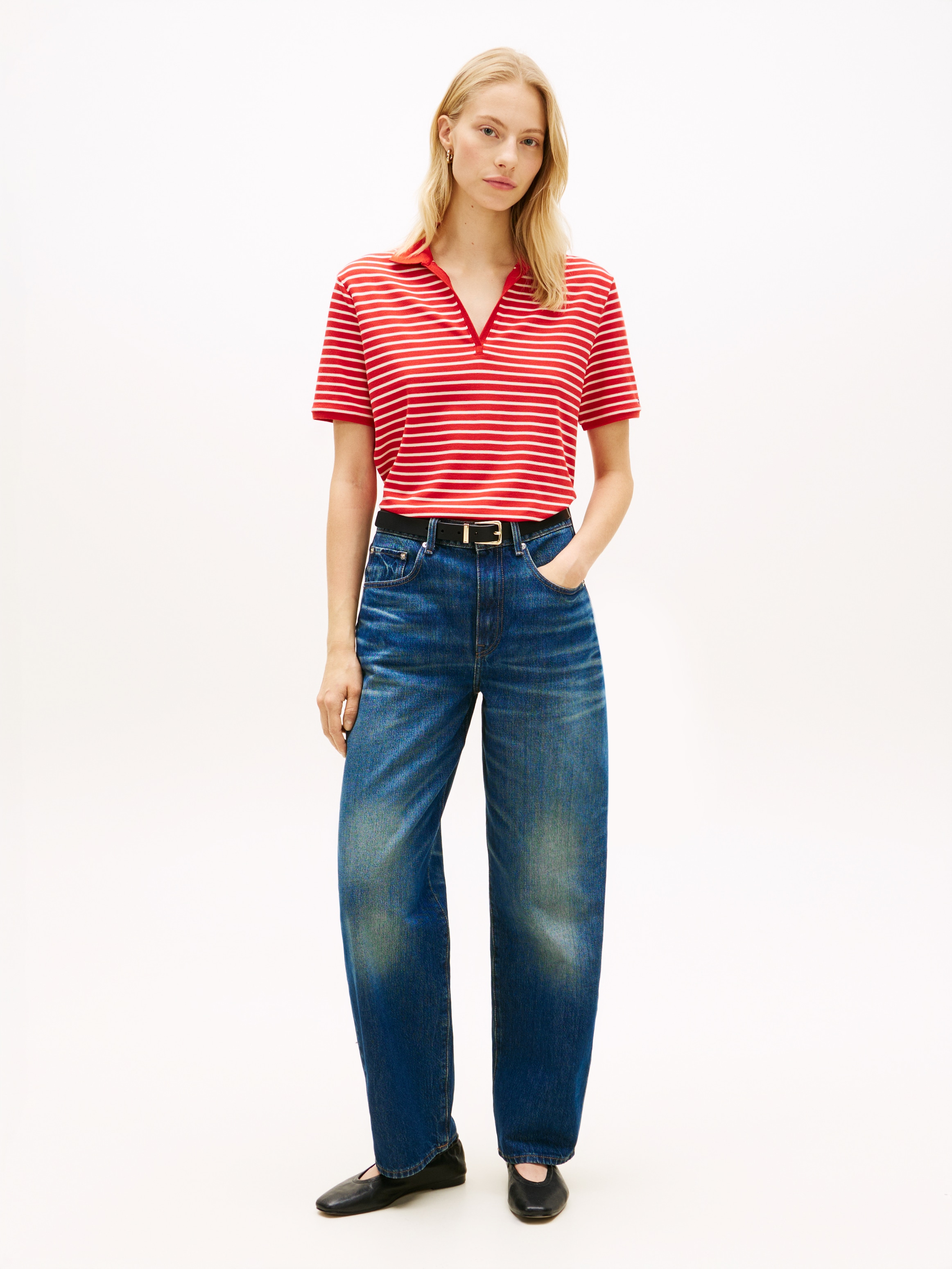 Tommy Hilfiger Poloshirt »LYOCELL PIQUE OPEN-NK SS POLO« mit kleinem Logo-Stick