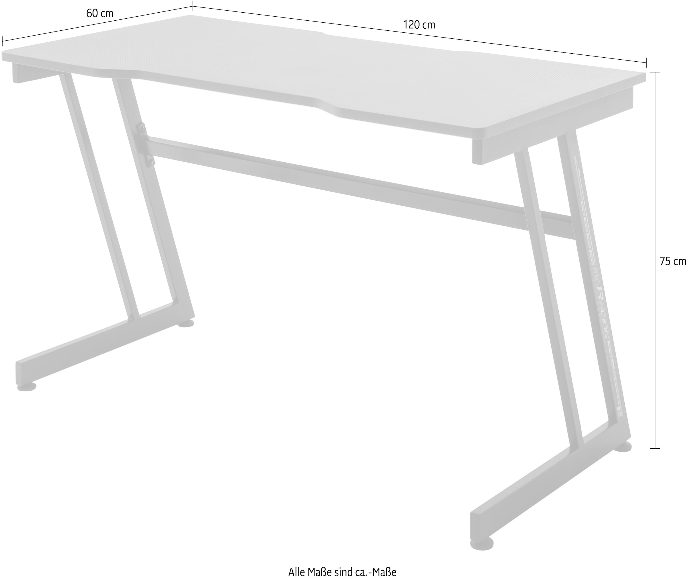MCA furniture Gamingtisch »mcRacing Desk 12«, Schreibtisch im coolen Design, Breite 120 cm