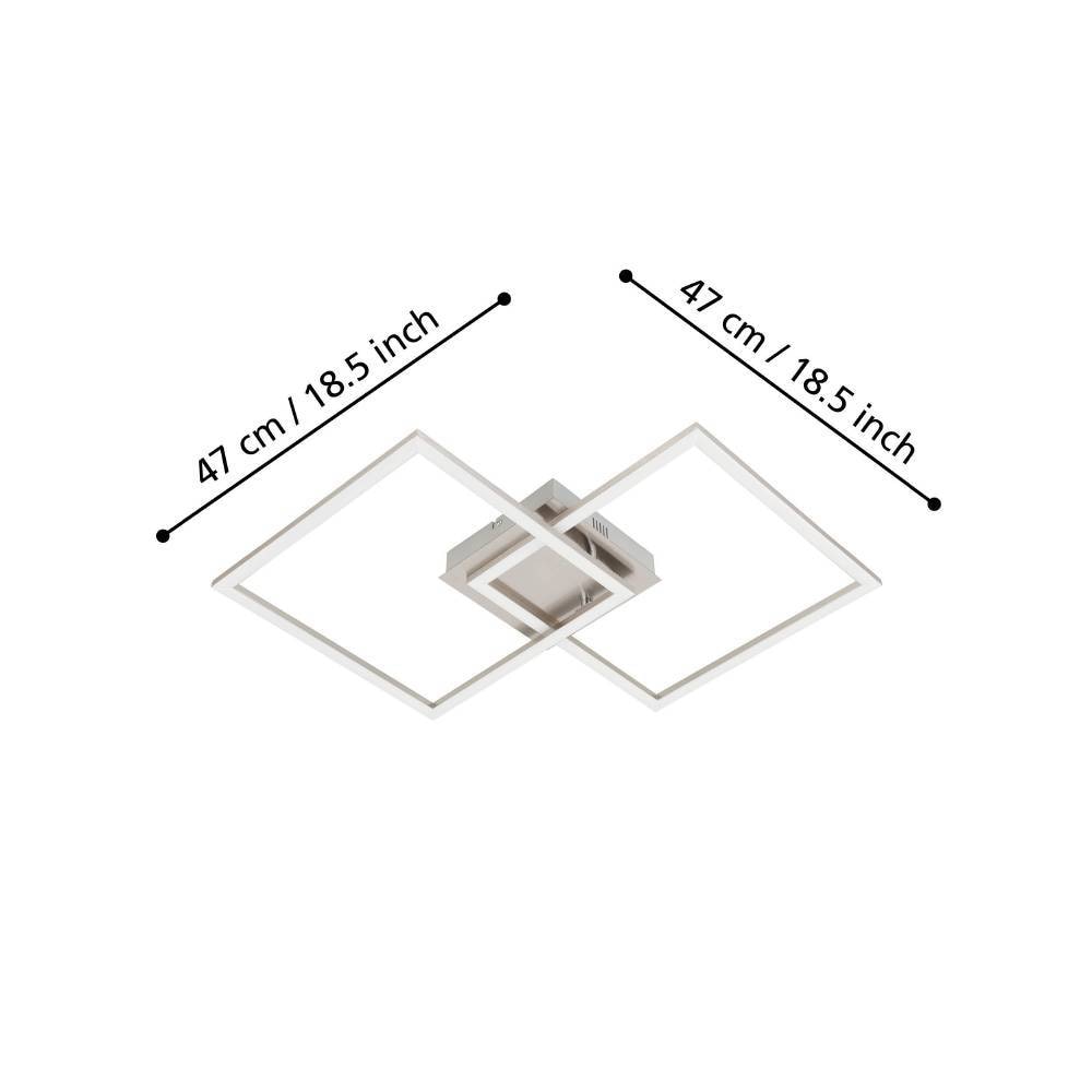 EGLO LED Deckenleuchte »Palmaves Deckenlampe, nickel-matt, gebürstet, Nachtlicht, Quadrate« LED-Modul 1 Stk. minimalistisch, zeitlos, flache Bauform, Wohnzimmer, 47x29,5x6cm