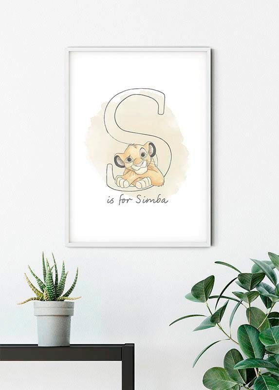 Komar Bild »S like Simba«, Disney, (1 St.), Wandbild zur Dekoration im Kinderzimmer - ohne Rahmen