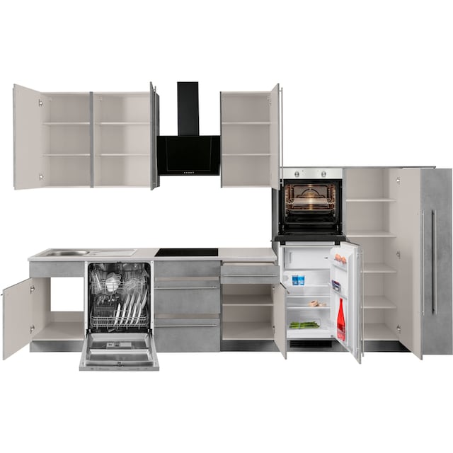 wiho Küchen Küchenzeile »Chicago«, mit E-Geräten, Breite 360 cm bei OTTO