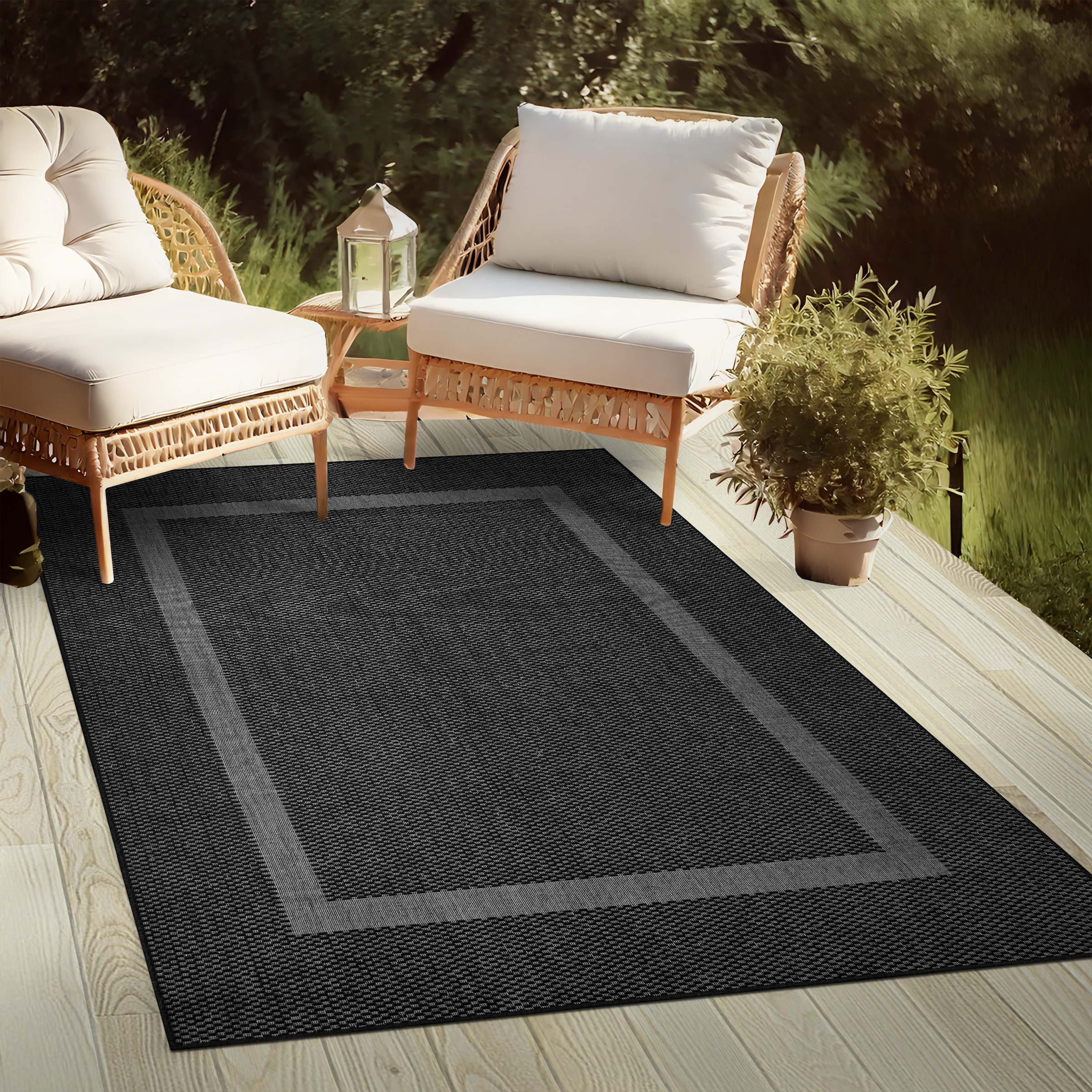 my home Teppich »Venedig Bordüre auch als Läufer erhältlich«, rechteckig, 3 mm Höhe, In- und Outdoor geeignet, Sisal-Optik, Wetterfest & UV-beständig