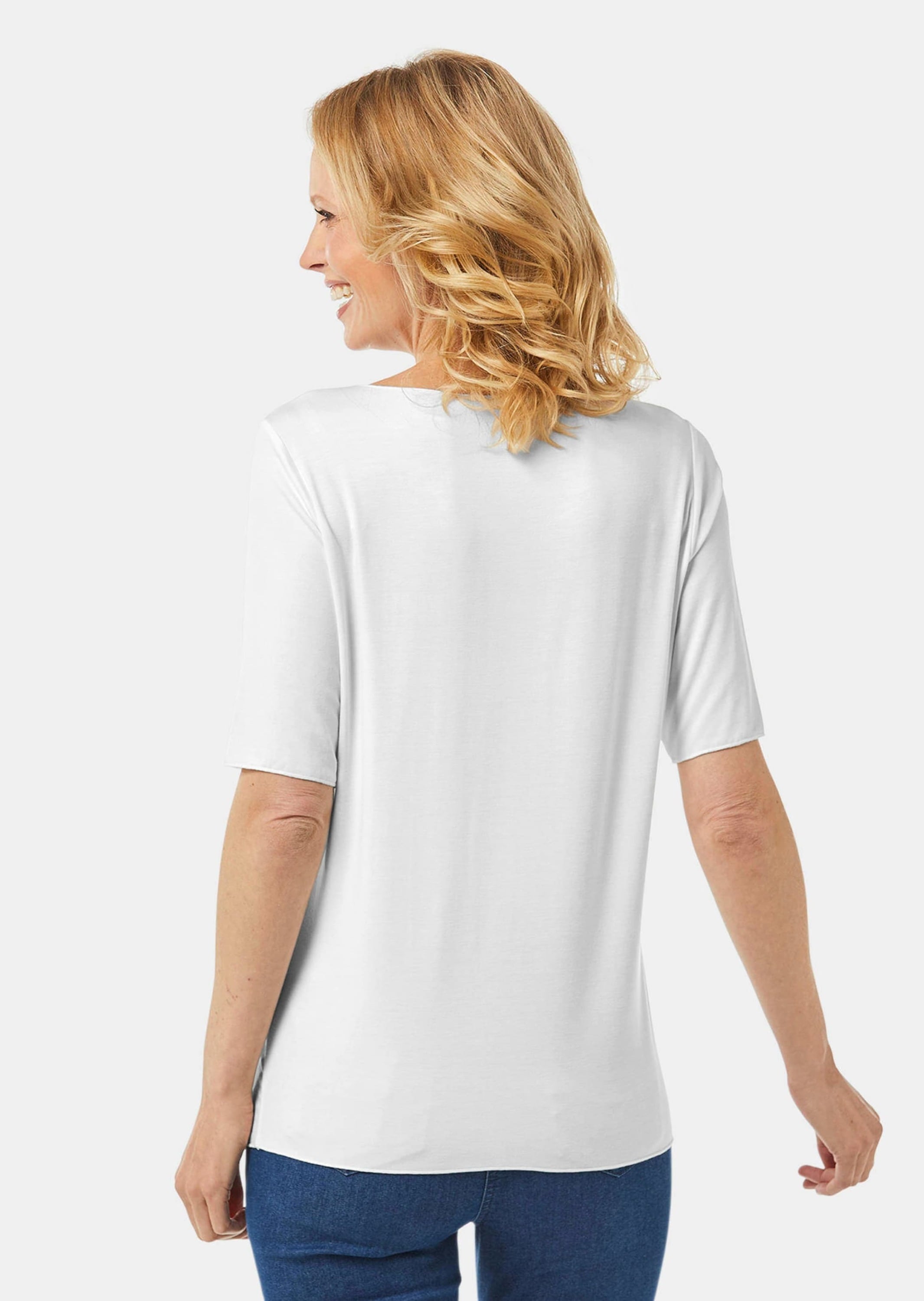 GOLDNER Langarm-Poloshirt »Kombistarkes Halbarmshirt mit tonaler Zierkante«
