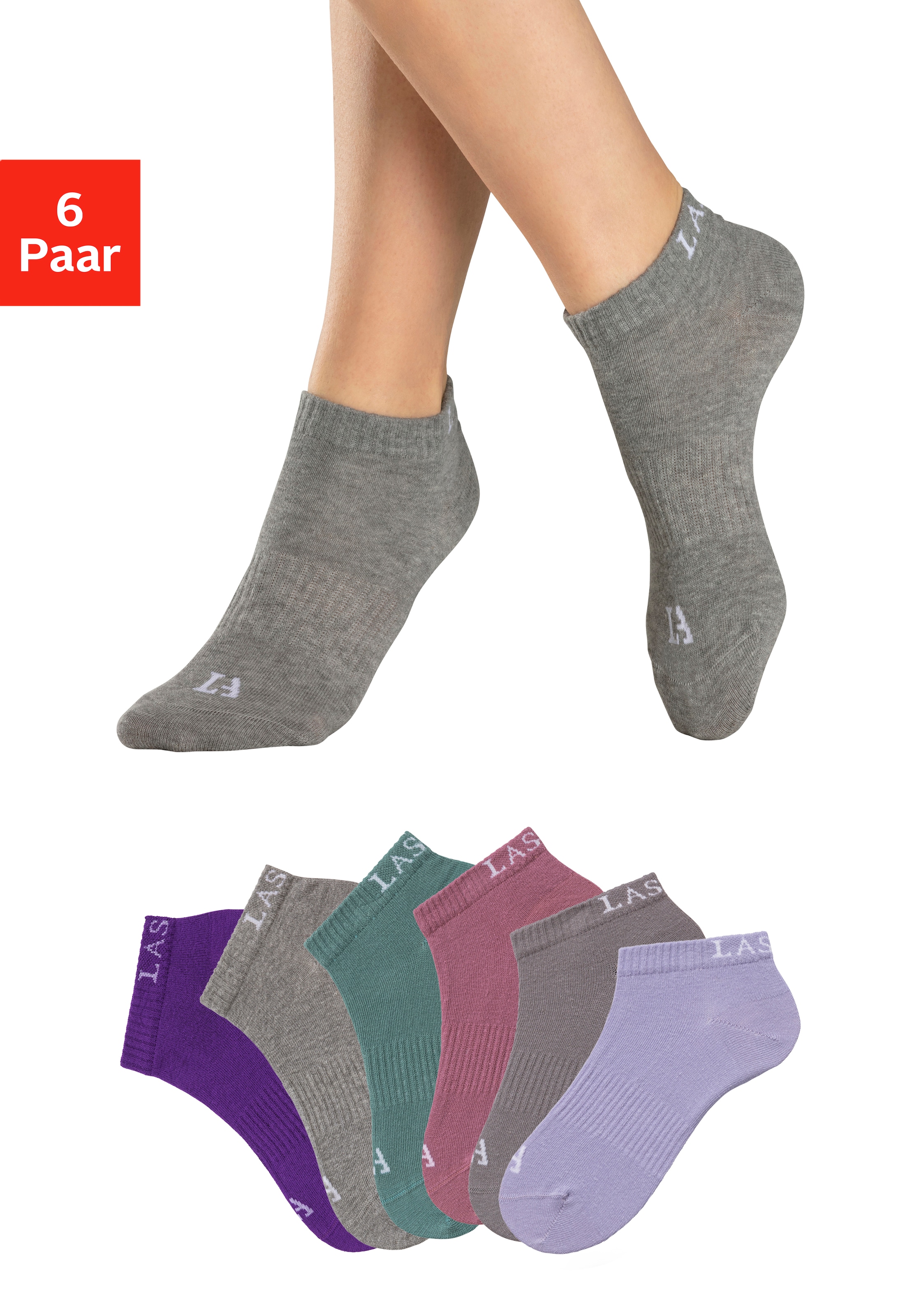 Sneakersocken, (Packung, 6 Paar), mit eingestricktem Marken Logo