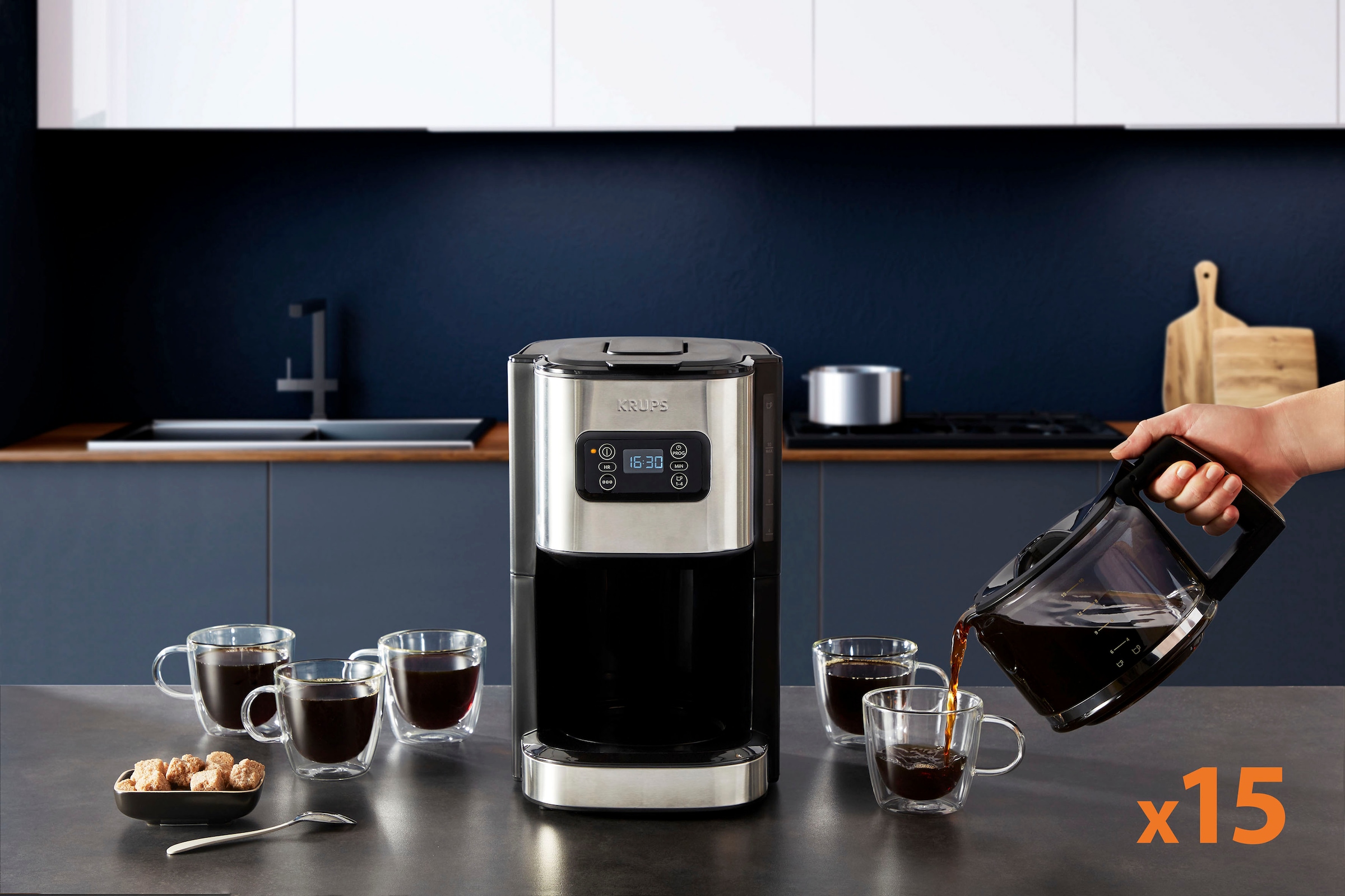 Krups Filterkaffeemaschine »KM480D Excellence«, 1,25 l im 1x4, programmierbarer Brühstärkeauswahl Online jetzt Shop Kaffeekanne, 24-h-Timer, OTTO Edelstahl