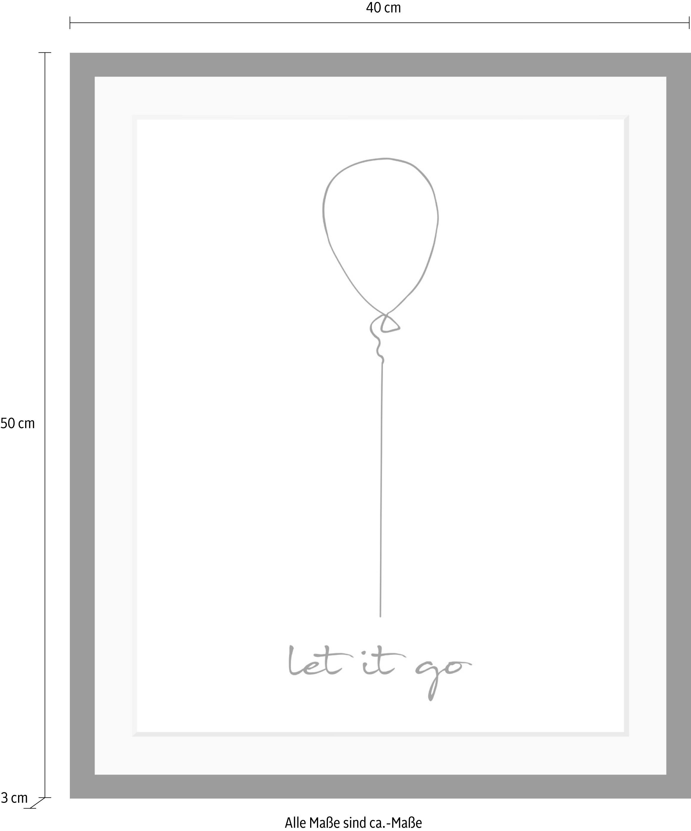 queence Bild »Loslassen«, Schwarz-Weiß-Schriftzug-Motivationsbilder-Liebessprüche, HD Premium Poster-Druck inkl. Holzrahmen