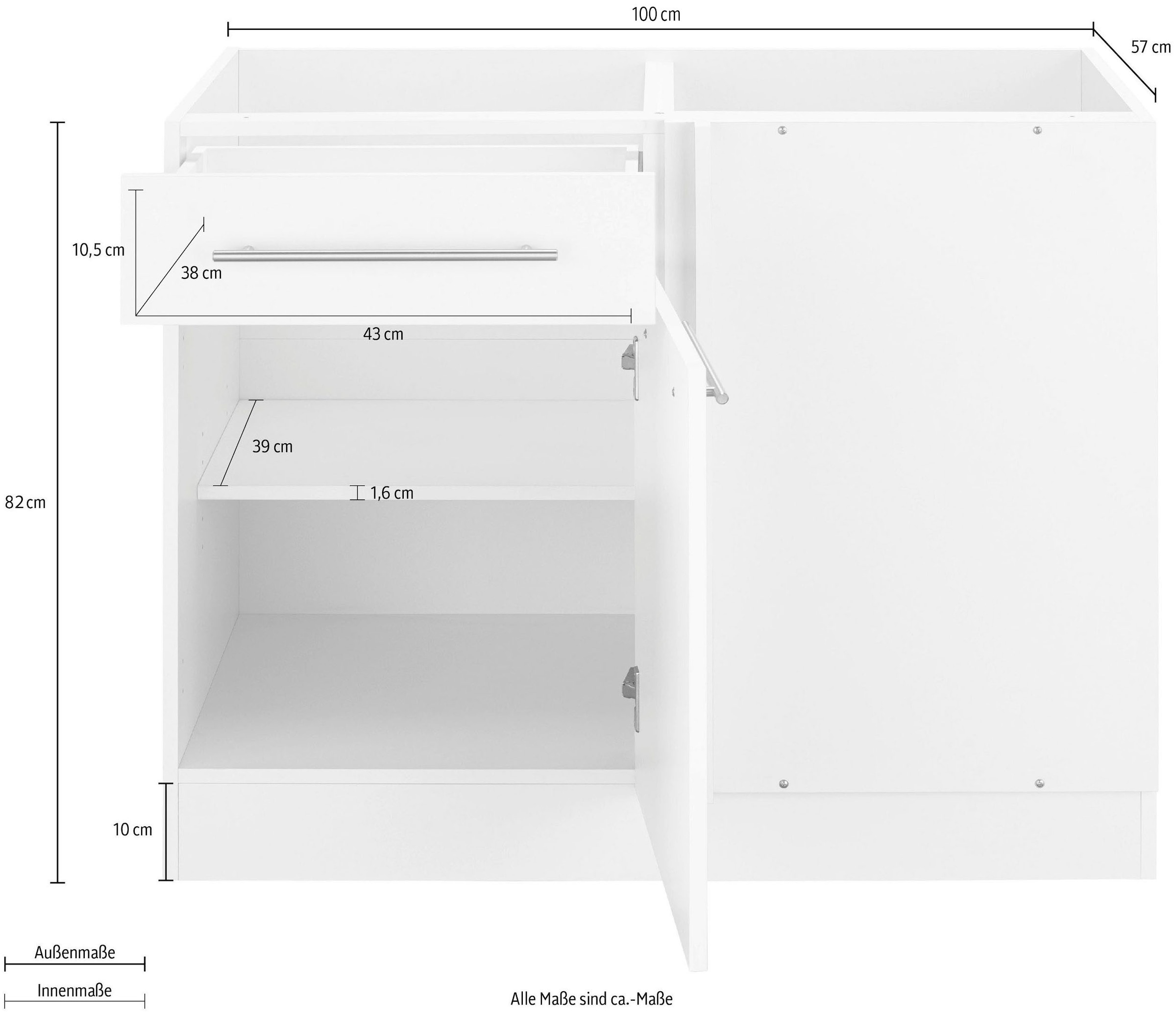 wiho Küchen Eckunterschrank »Unna«, 100 cm breit, Planungsmaß 110 cm, ohne  Arbeitsplatte im OTTO Online Shop