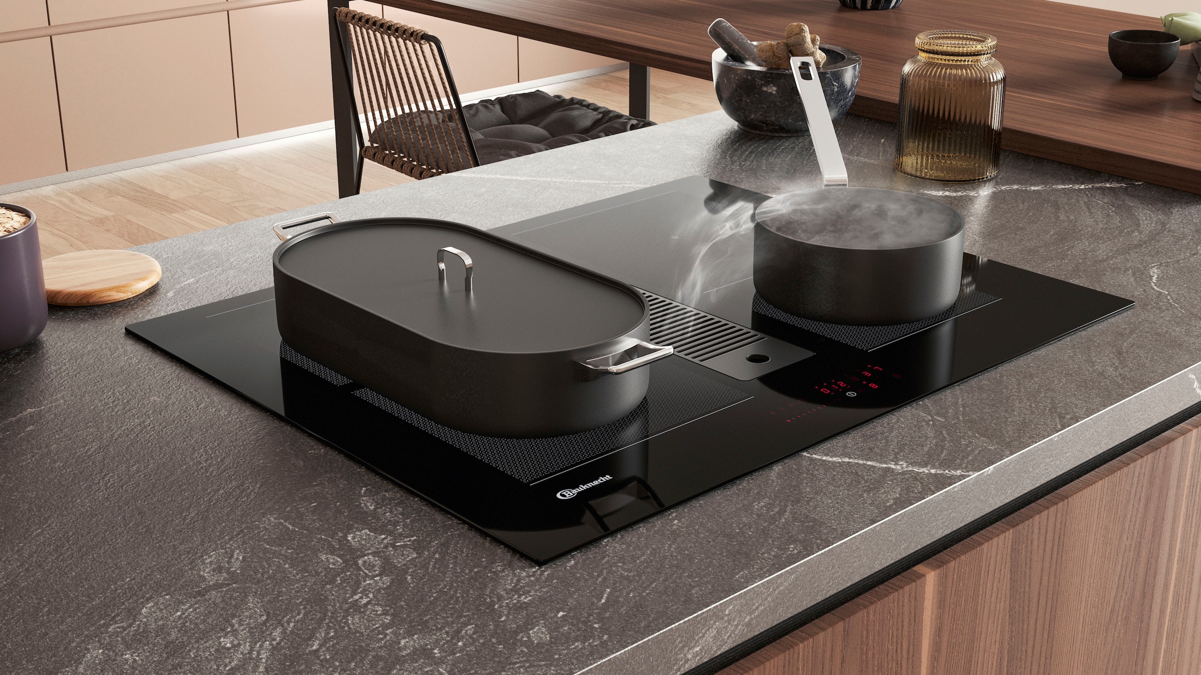 BAUKNECHT Kochfeld mit Dunstabzug »BVH65 Venting Flexi - Set bestehend aus: Kochfeld BVH 2065B, Abluftkanal FK 65VH BO«
