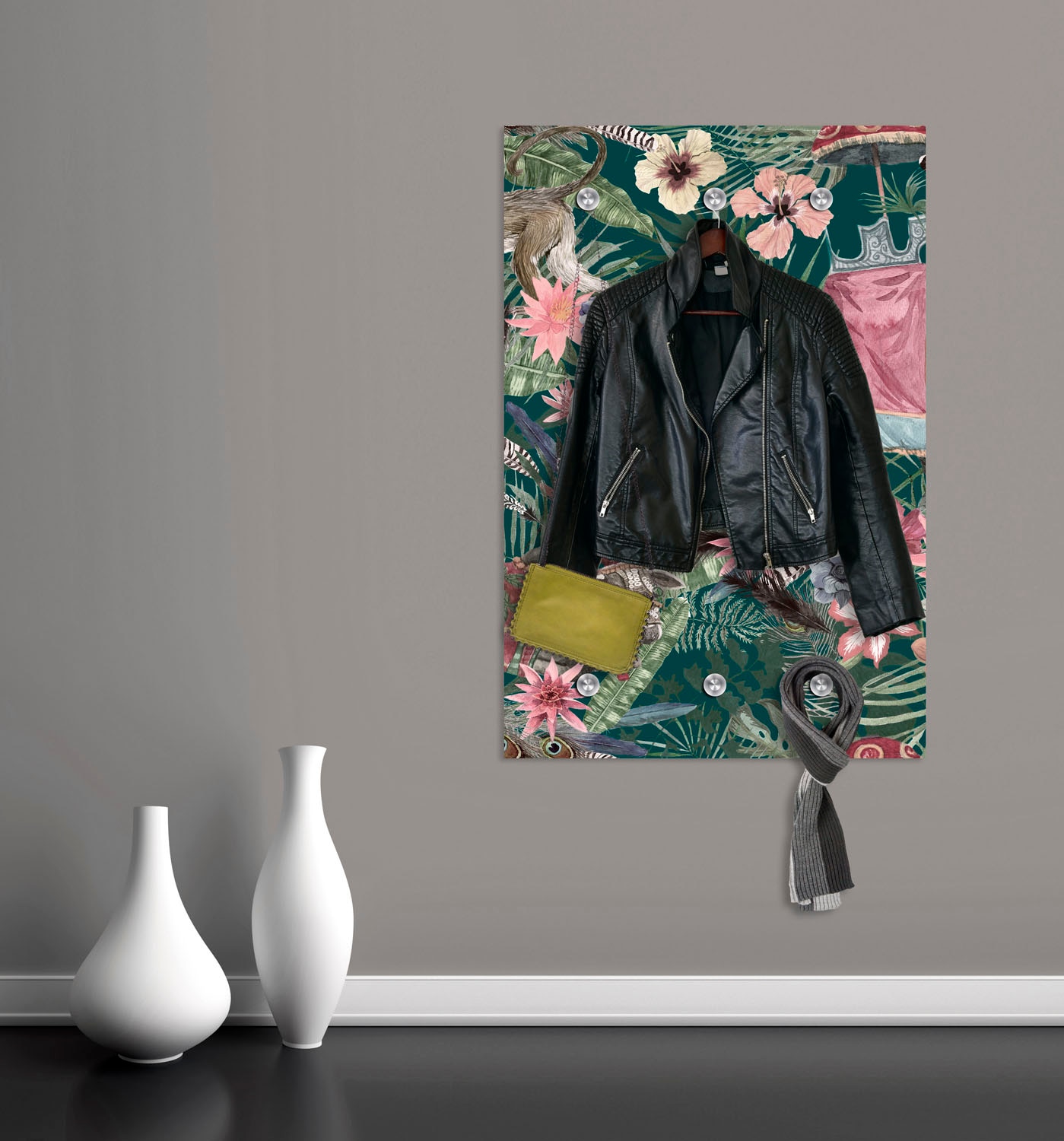 queence Garderobenleiste »Dschungel«, mit 6 Haken, 80 x 120 cm