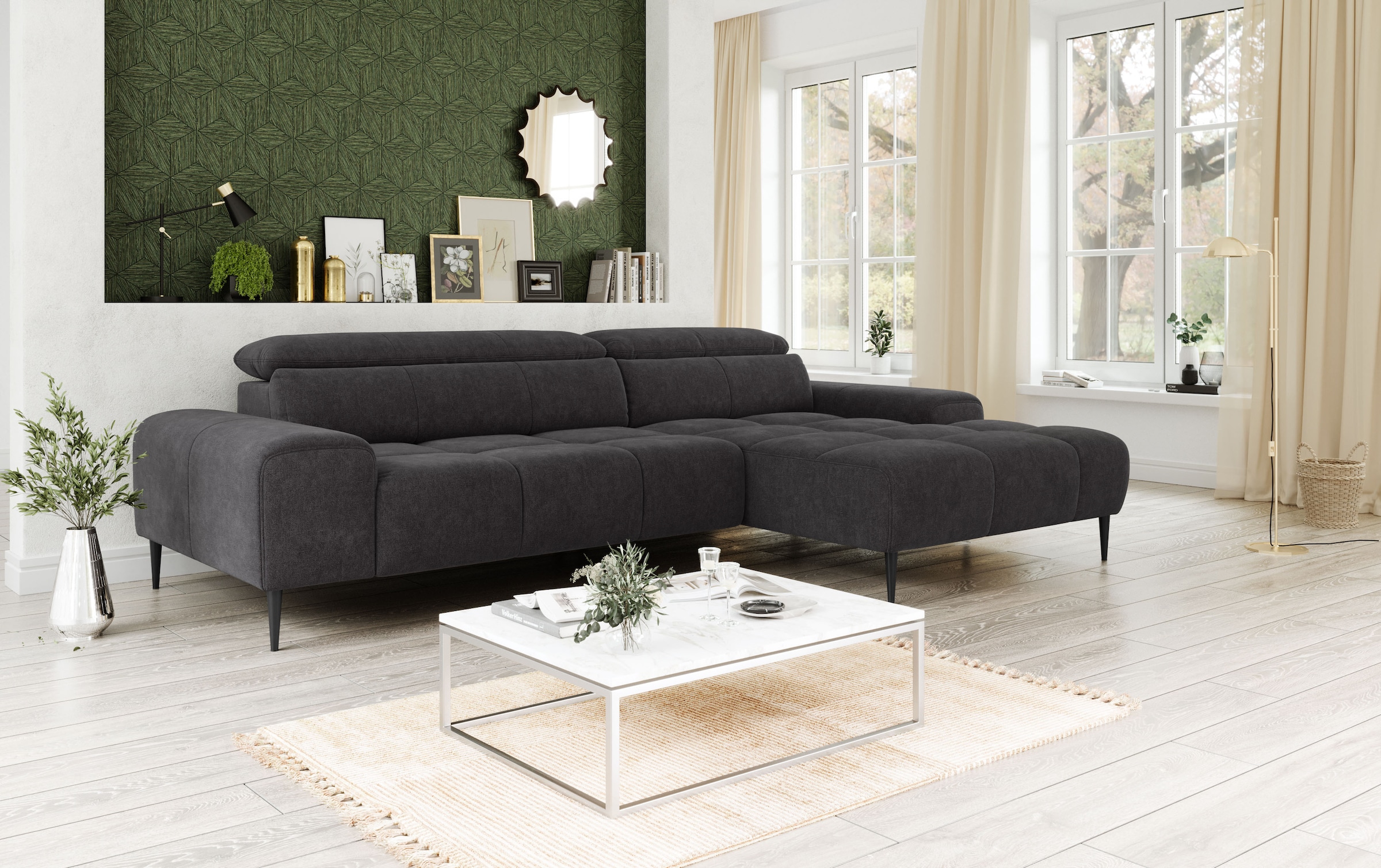 COTTA Ecksofa »Theo L-Form, B: 290 cm« mit Kopfteilverstellung, optional Sitztiefenverstellung