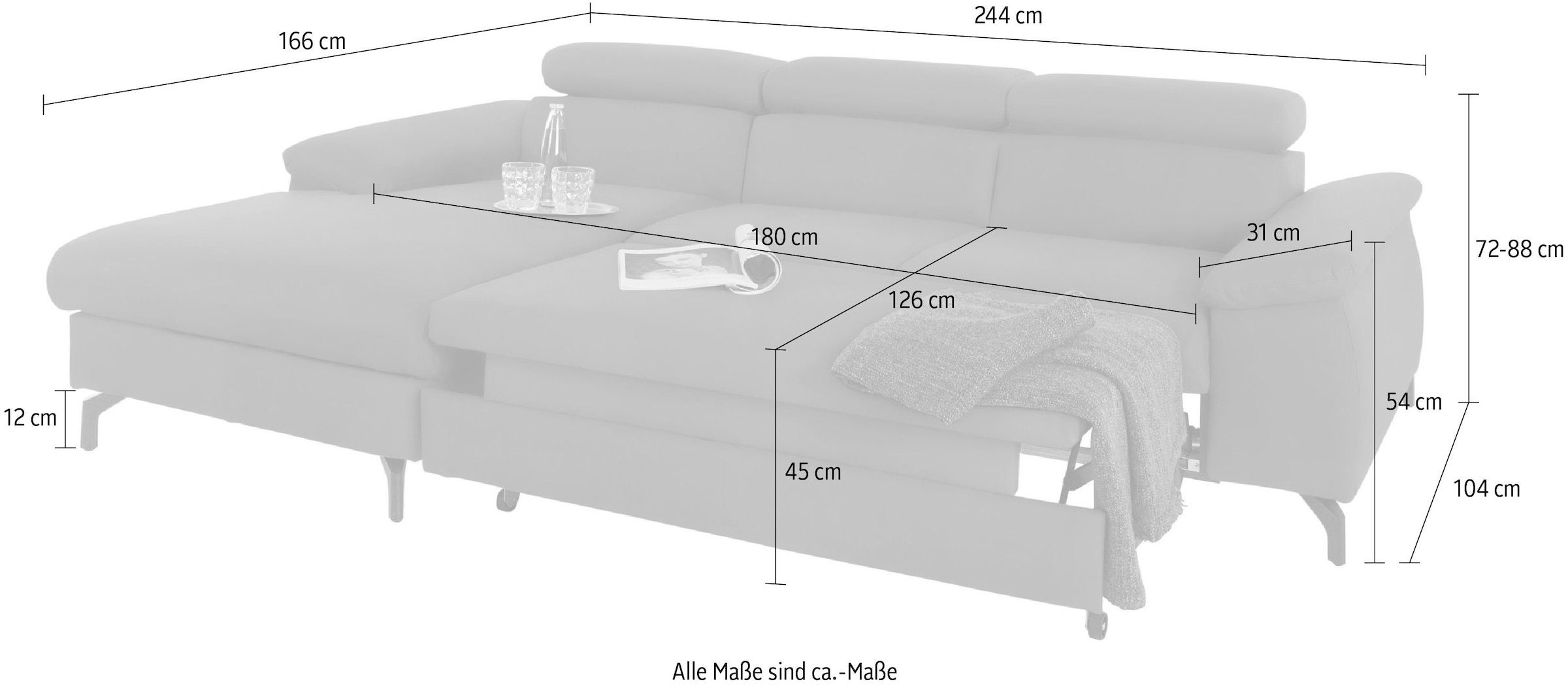 COTTA Ecksofa »Kitty L-Form«, Modern, L-Form, Bodenfreiheit 12,5 cm