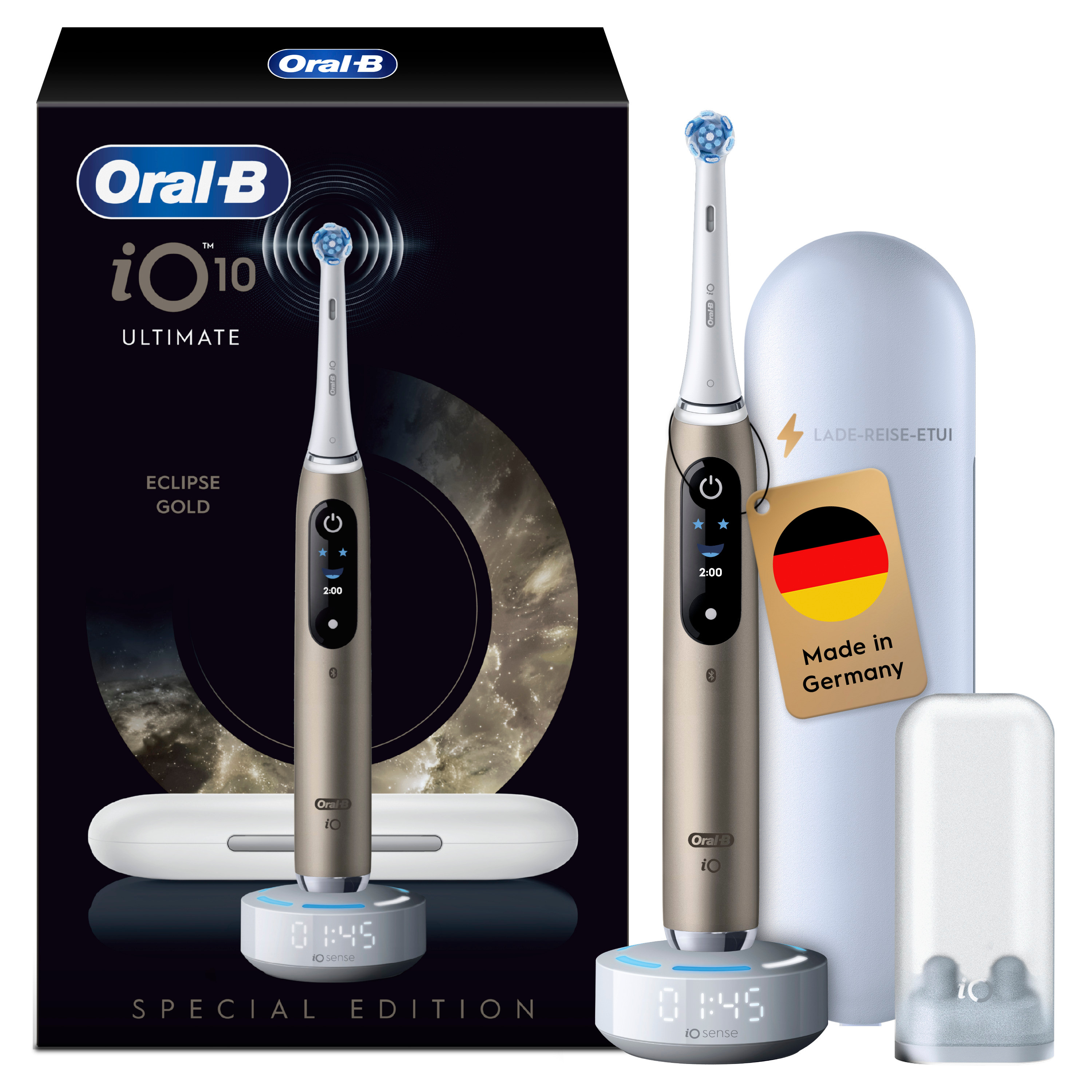 Oral-B Elektrische Zahnbürste »iO Series 10« 1 Stk. Aufsteckbürsten inkl. 1 Aufsteckbürste, iO Sense Schnellladestation, Lade-Reise-Etui, Größe 0