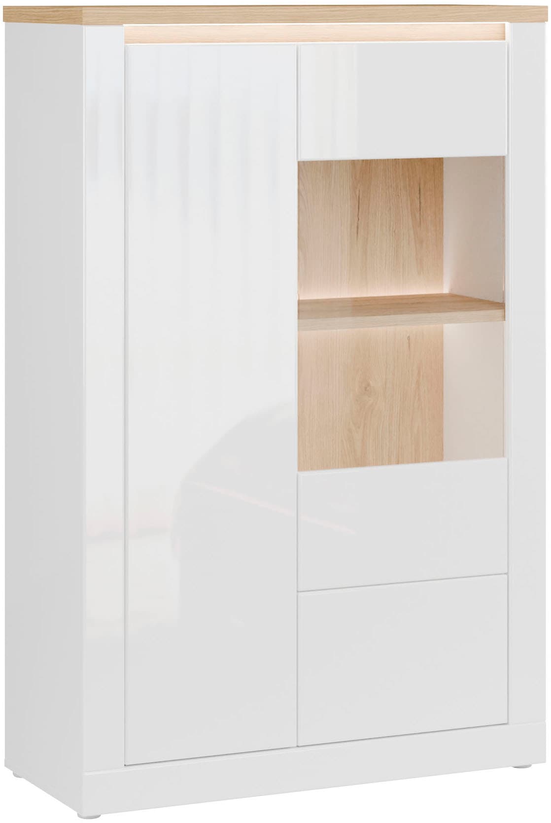 FORTE Highboard »Highboard 1T/1SK/1GT« B/H/T 96,4/147,4/41,6 cm, Front glänzend, Glas