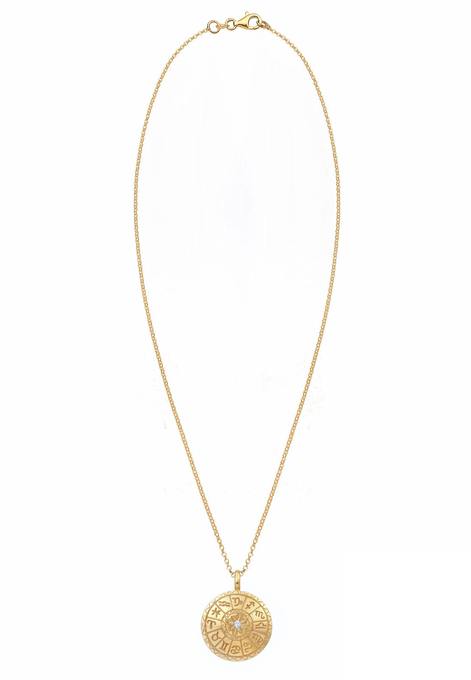 Elli Silberkette »Halskette Sternzeichen Weiß 925 Sterling Silber gold-plated, mit Kristallen von Swarovski®«