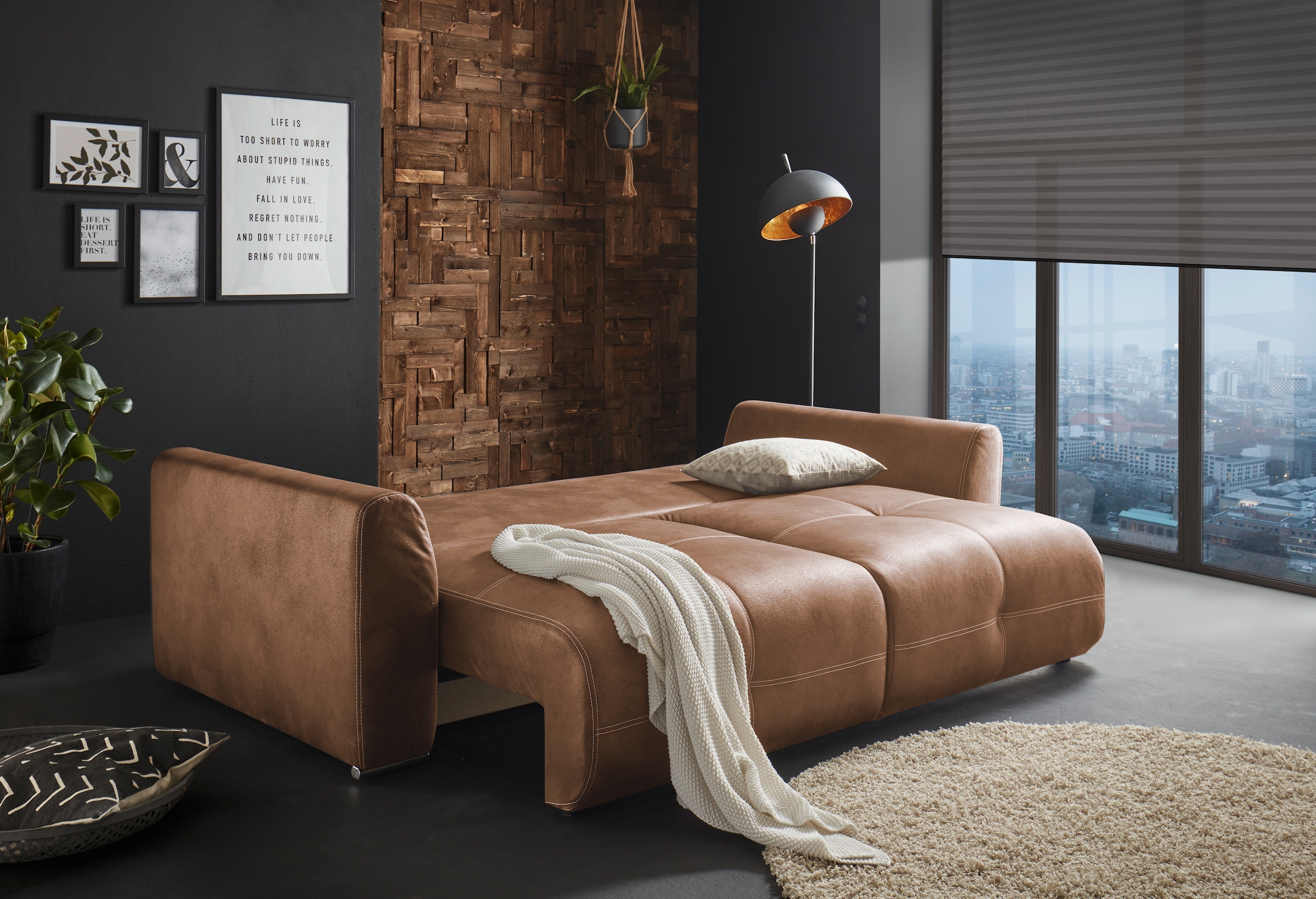 ED EXCITING DESIGN Schlafsofa »Dolan«, mit Bettfunktion und Bettkasten, sowie Rücken- und Zierkissen
