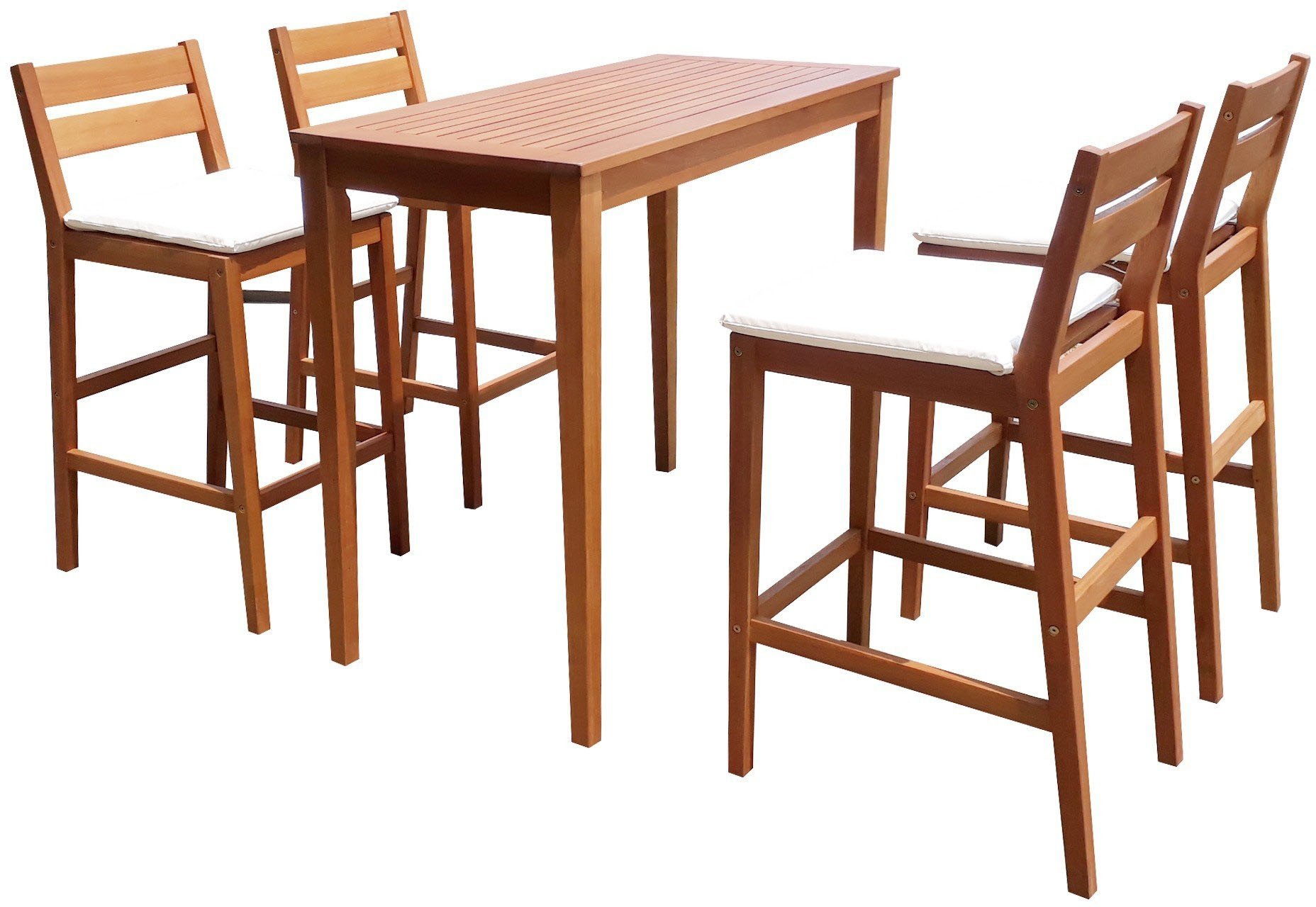 Garden Pleasure Gartenbar-Set »»MAINE«« 5 Stk. tlg. 4 Stühle, Tisch LxB: 107x60 cm, inkl Kissen