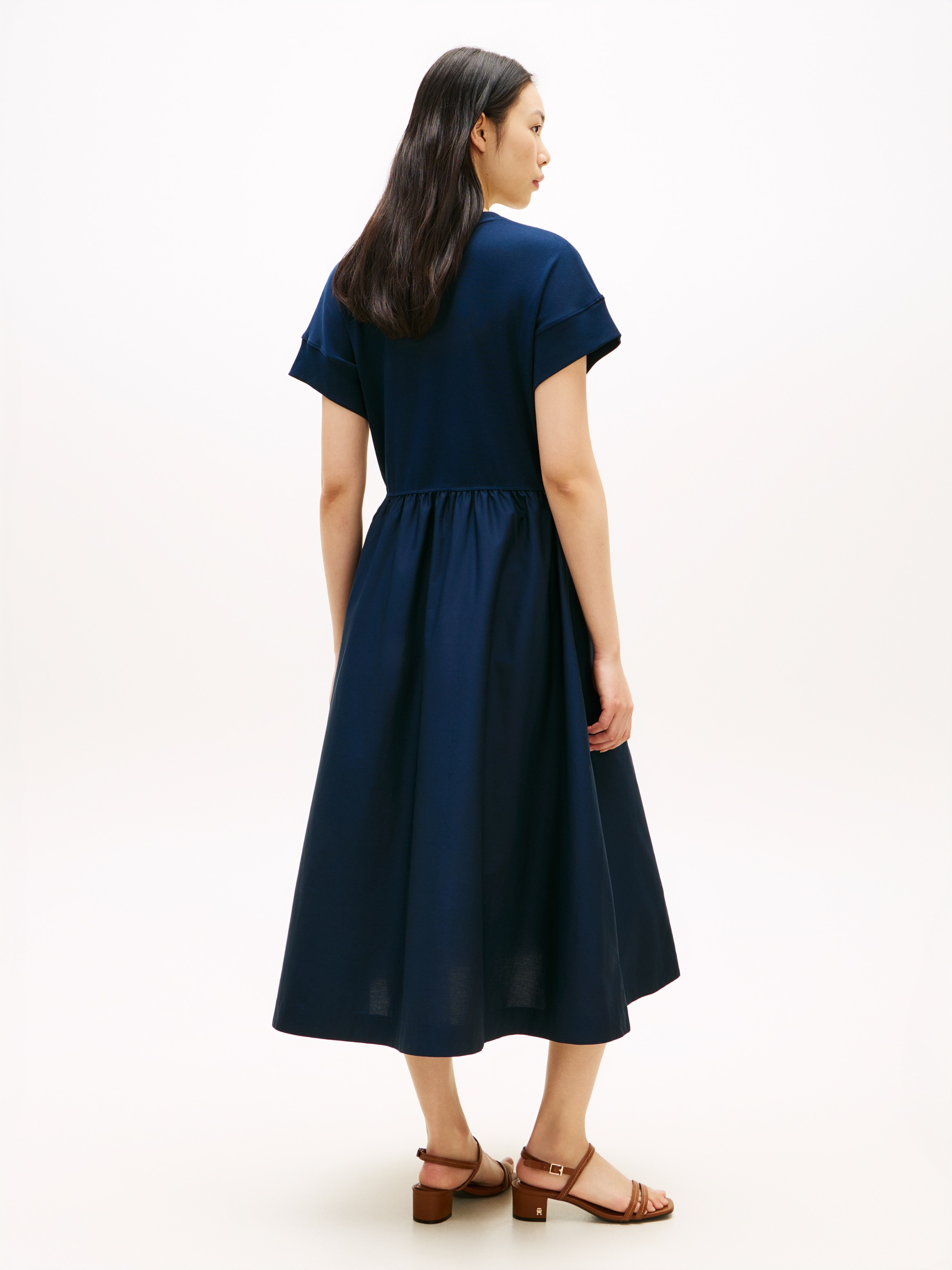 Tommy Hilfiger A-Linien-Kleid »CODY MIX MEDIA C-NK MIDI DRESS«