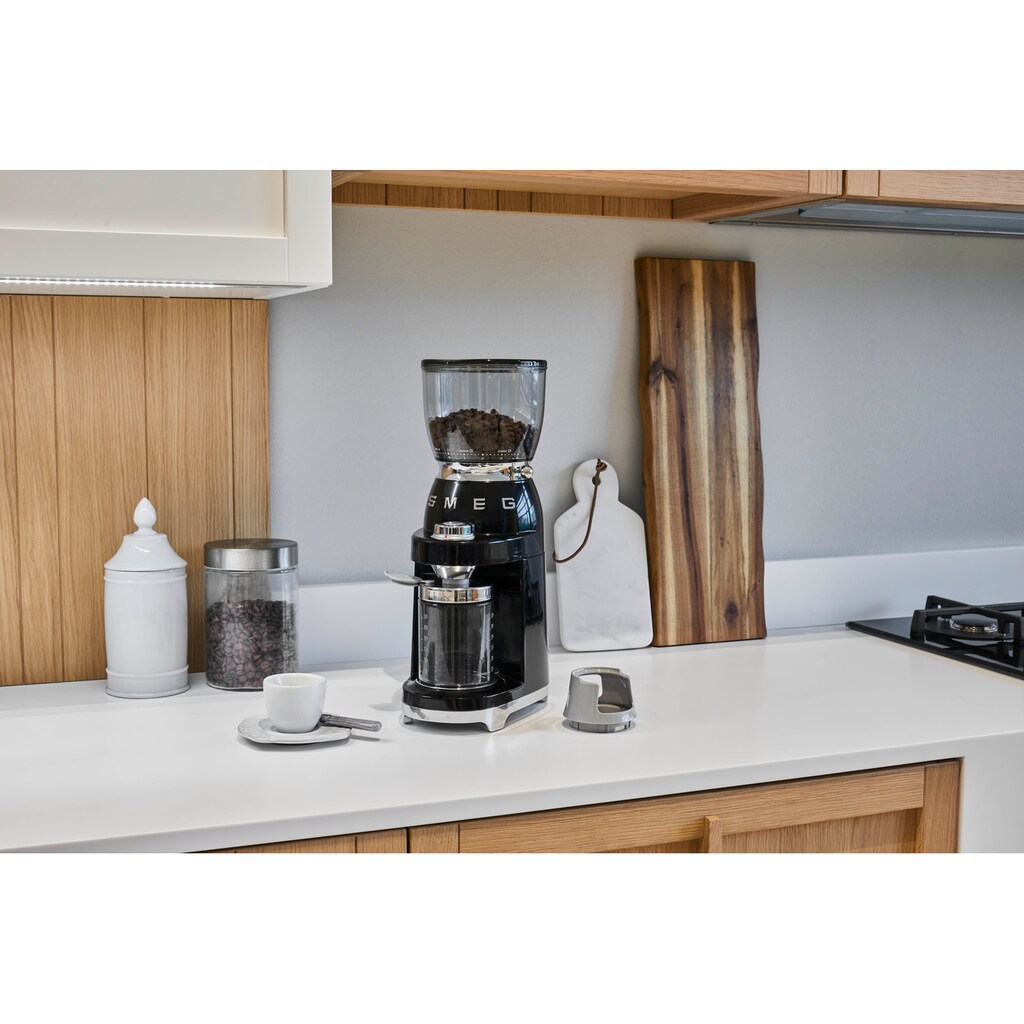 Smeg Kaffeemühle »CGF01BLEU Schwarz«, 150 W, Kegelmahlwerk, 350 g Bohnenbehälter