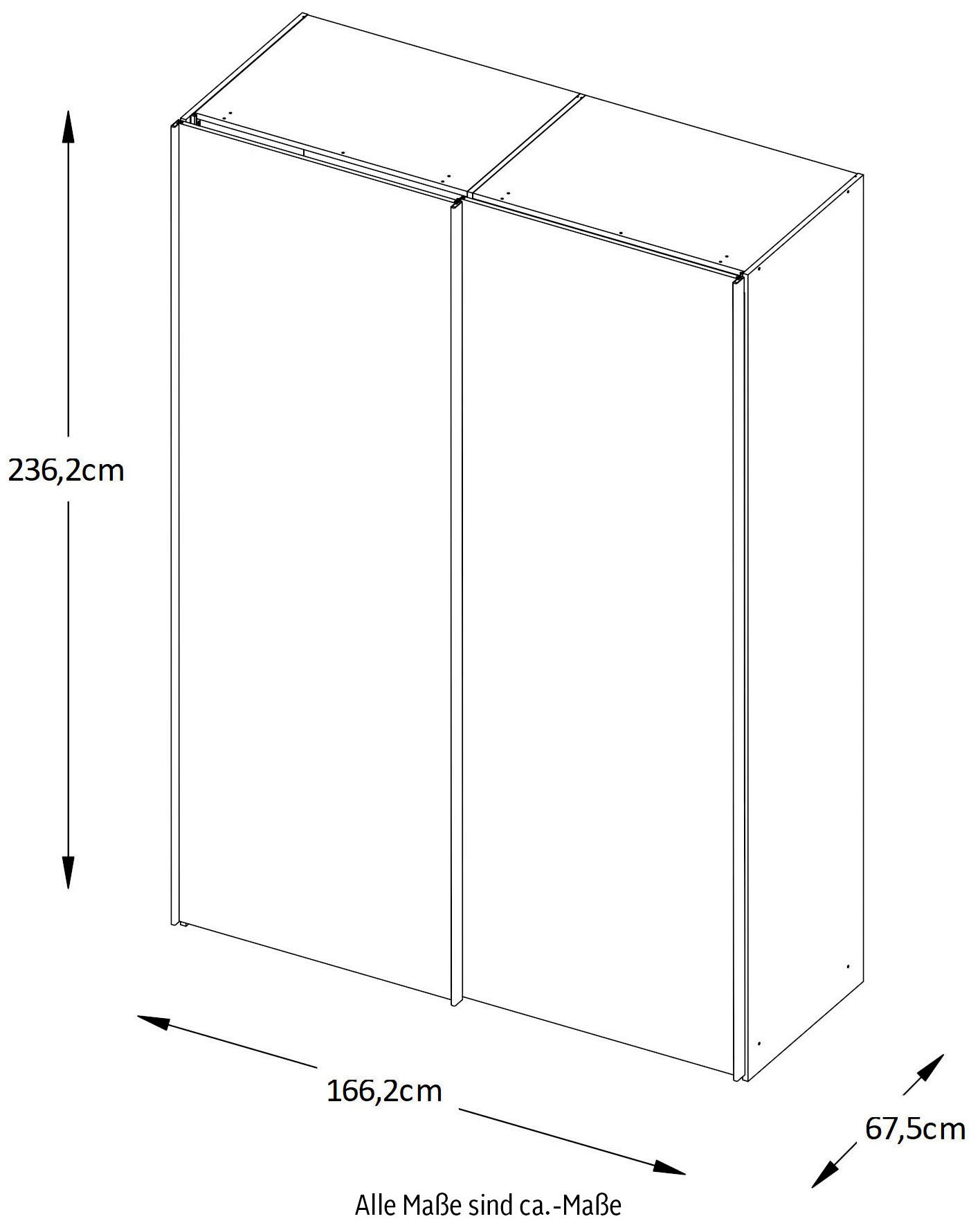 STAUD Schwebetürenschrank »Sonate Como mit Spiegel, Made in Germany« Mit vier verschiedenen Ausstattungsvarianten
