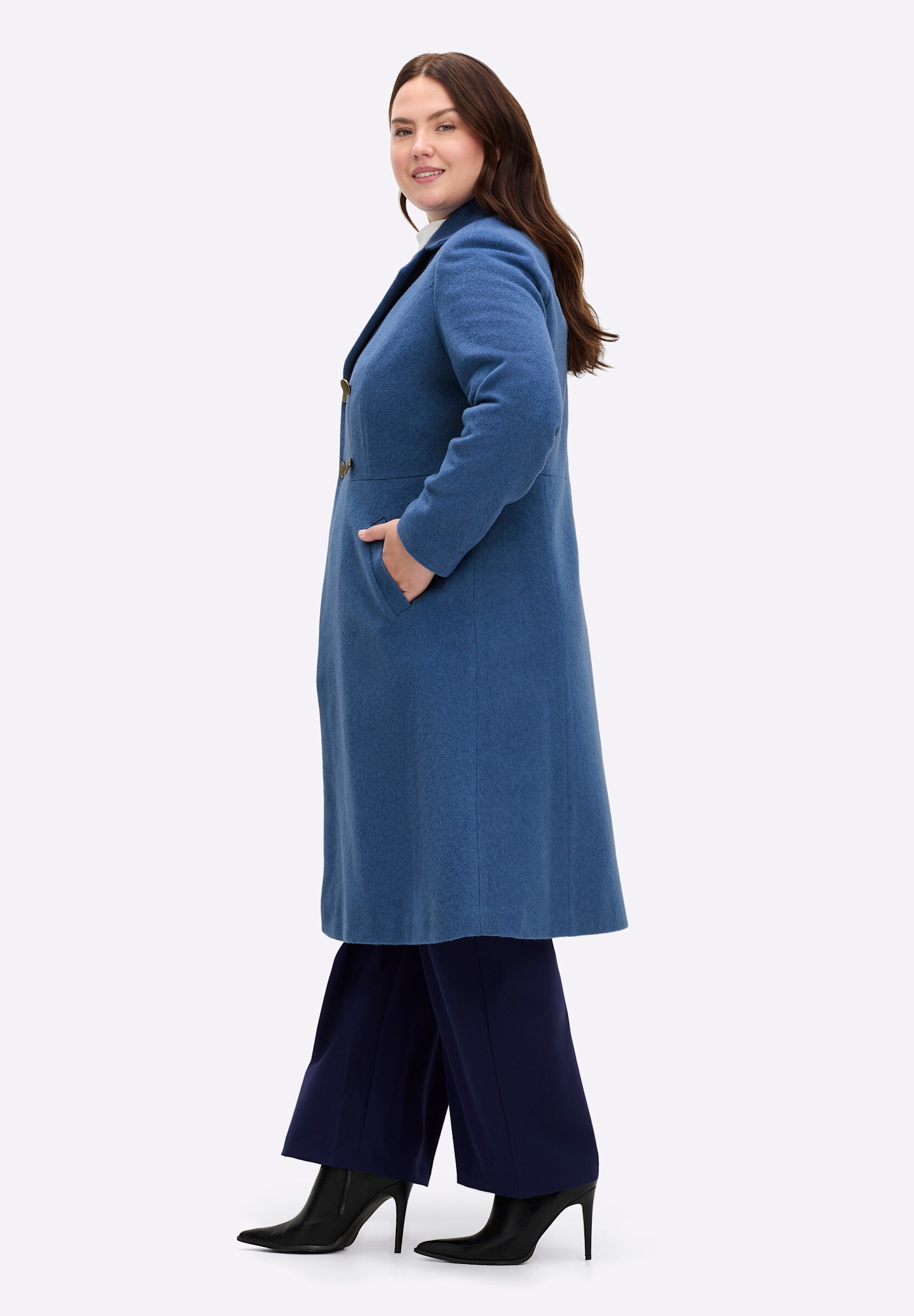 sheego by Joe Browns Langjacke »Mantel Wintermantel mit Reverskragen und Knopfleiste« ohne Kapuze