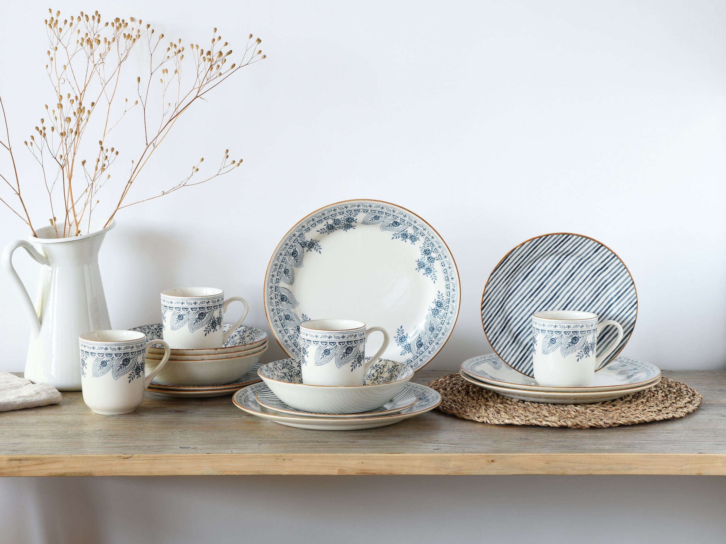 CreaTable Kombiservice »Euböa, Kombi-Service 16-tlg« Blaue Motive